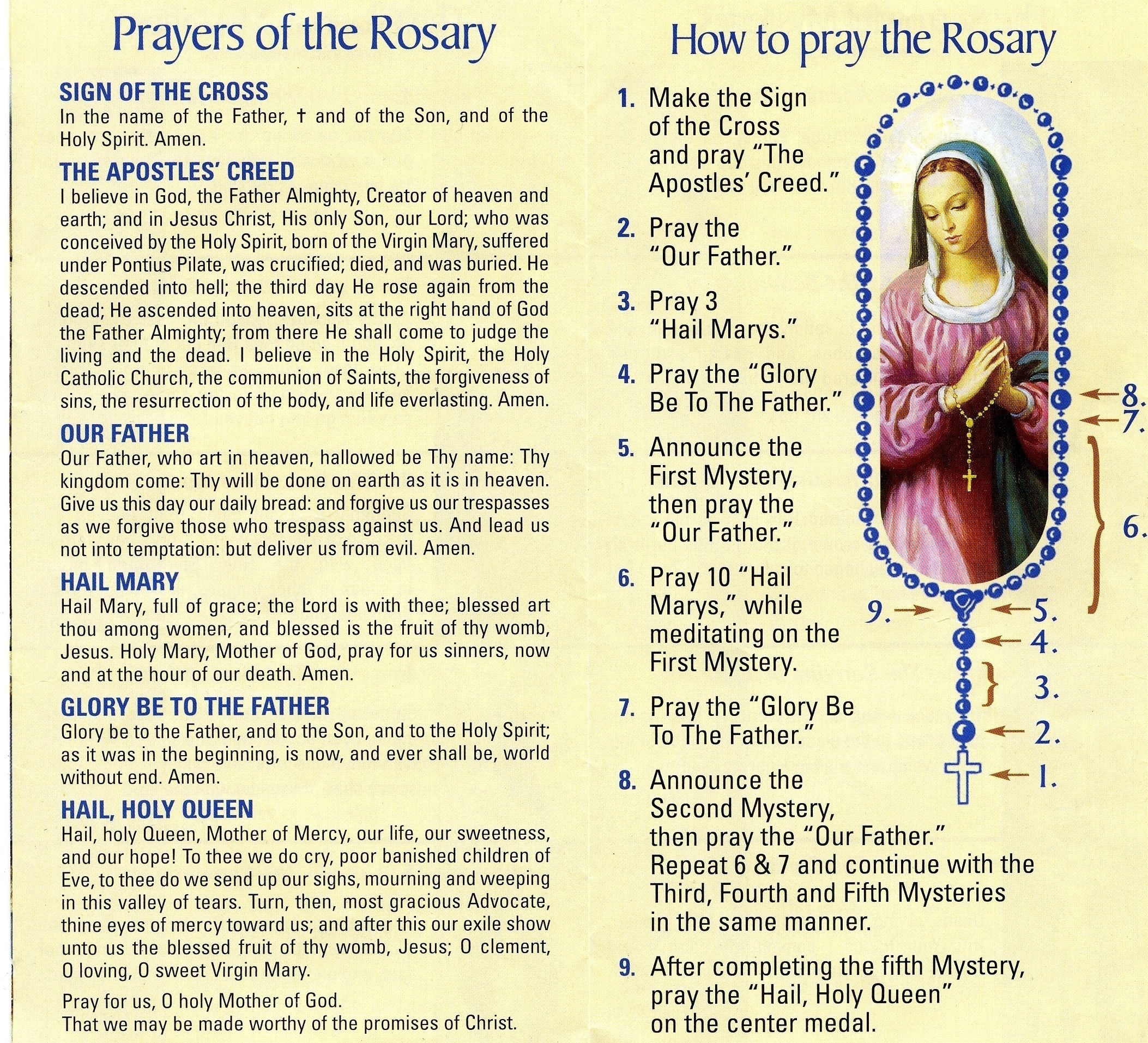 printable how to pray the rosary