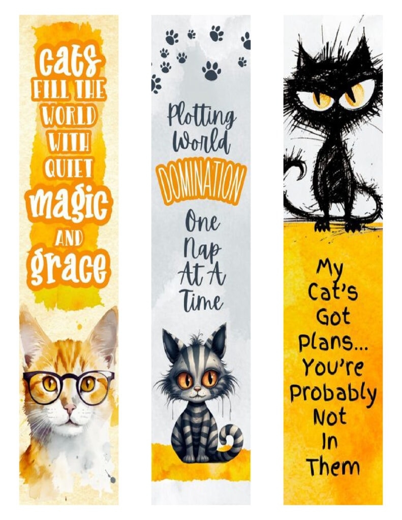 15 Curious Cats Bookmarks Free Printable