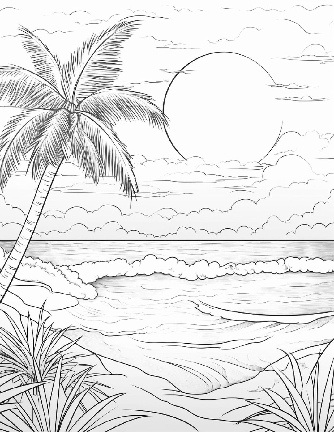 220 Beach Sunset Coloring Pages Adults And Kids Coloring Pages Printable Digital Instant Download PDF Best Selling Item Popular Item Etsy