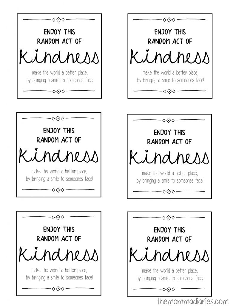 25 Days Of Random Acts Of Kindness FREE Printables The Momma Diaries