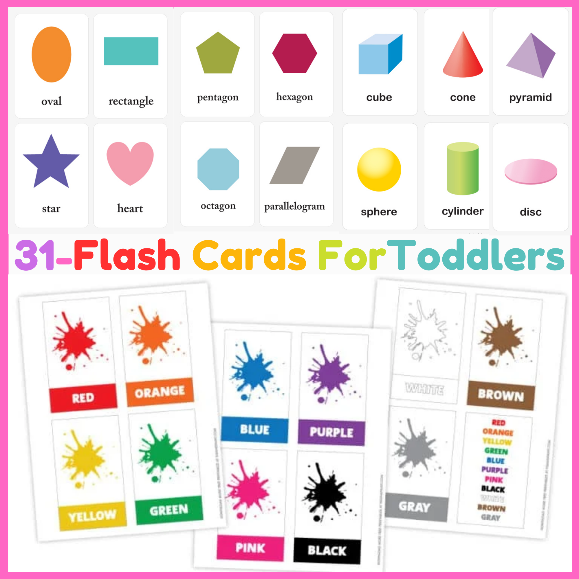 2D 3D Shapes Flash Cards Color Flash Cards For Toddlers Printable Flash Card Made By Teachers