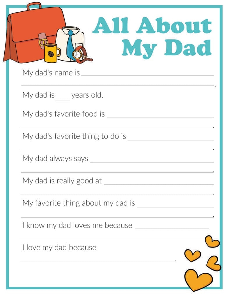 3 Free All About My Dad Printables