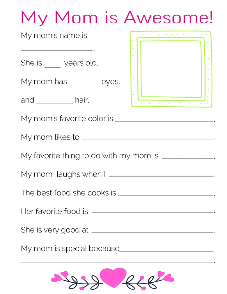 3 Free All About My Mom Printables 3 Free All About My Mom Printables