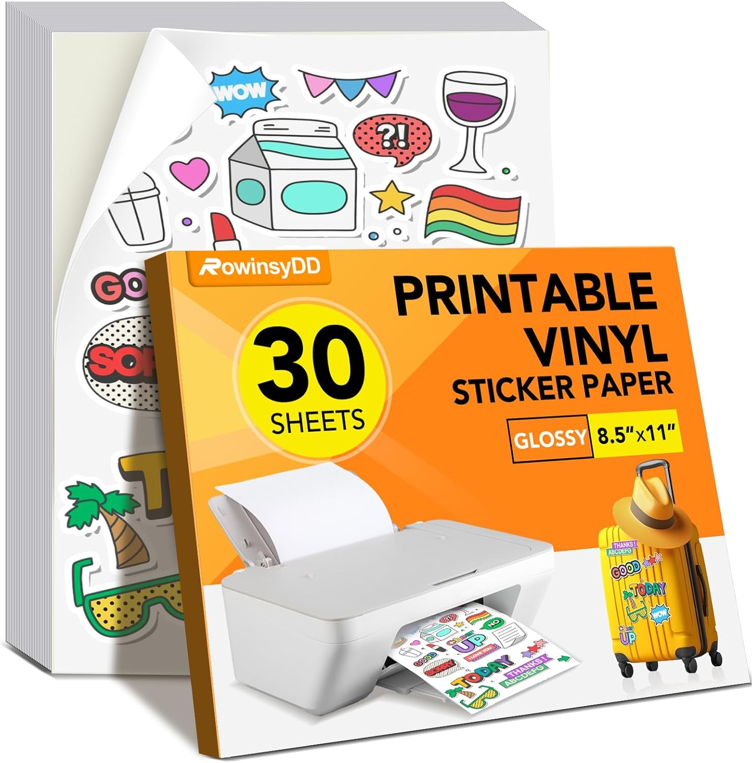 30 PCS Sticker Paper For Inkjet Printer Printable Vinyl 30 Sheets Glossy EBay