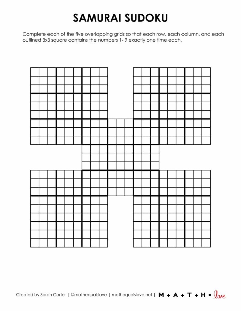 36 FREE Samurai Sudoku Printable Puzzles PDF 36 FREE Samurai Sudoku Printable Puzzles PDF