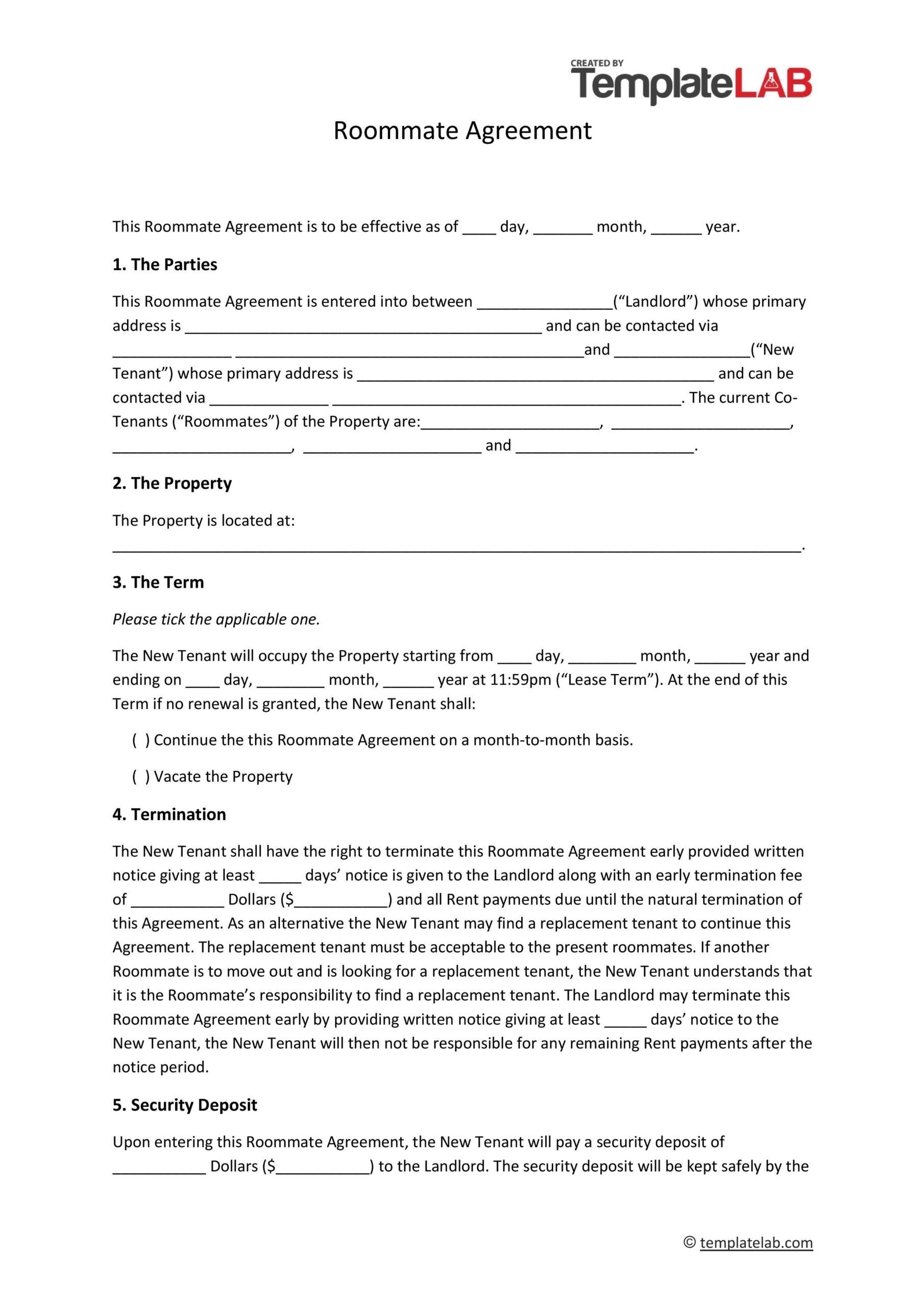 40 Free Roommate Agreement Templates Forms Word PDF