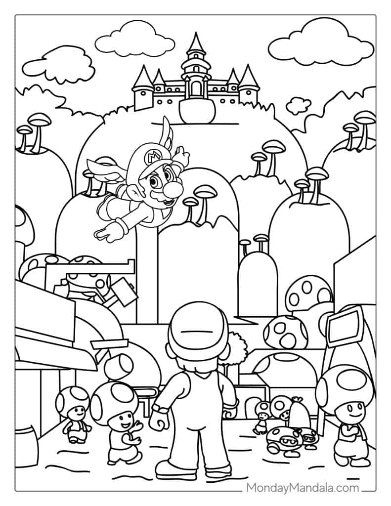 printable super mario coloring pages