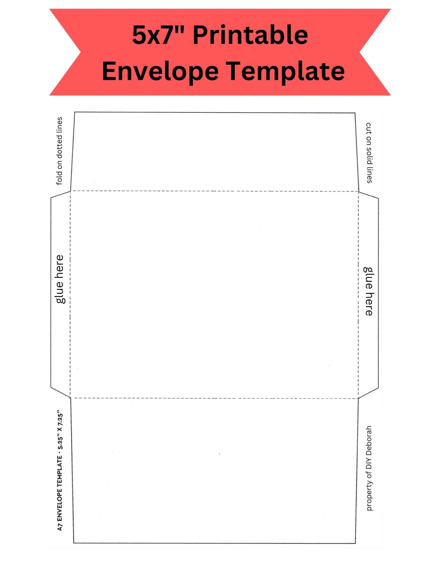 5x7 Printable Foldable Envelope Template Instant Digital Download Digital Envelop 5x7 Envelop PNG PDF Etsy