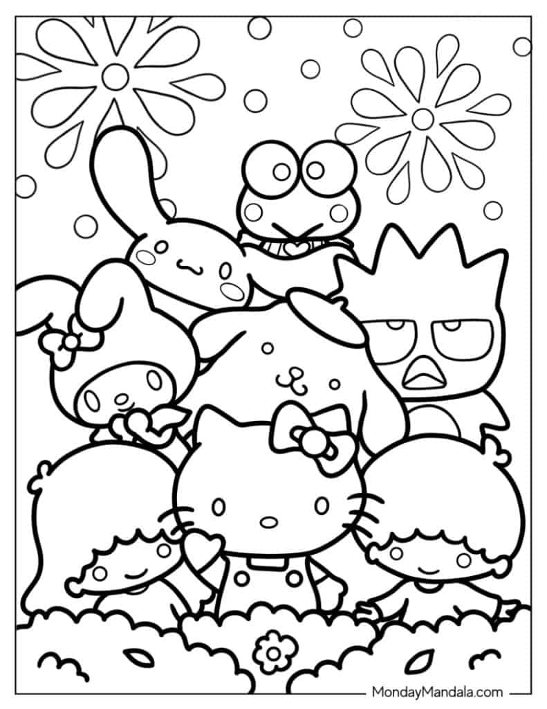 printable hello kitty colouring pages