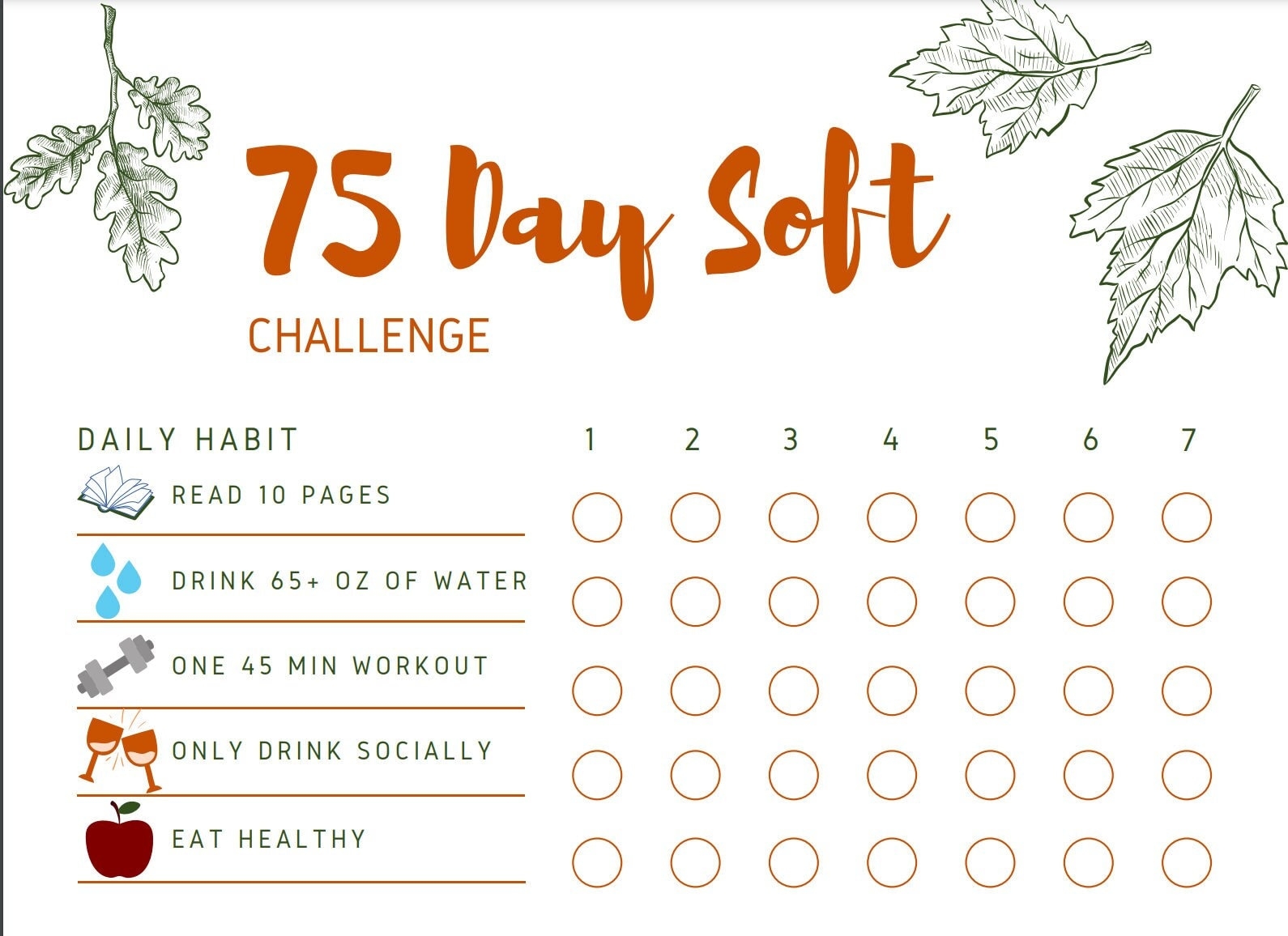 75 soft challenge printable