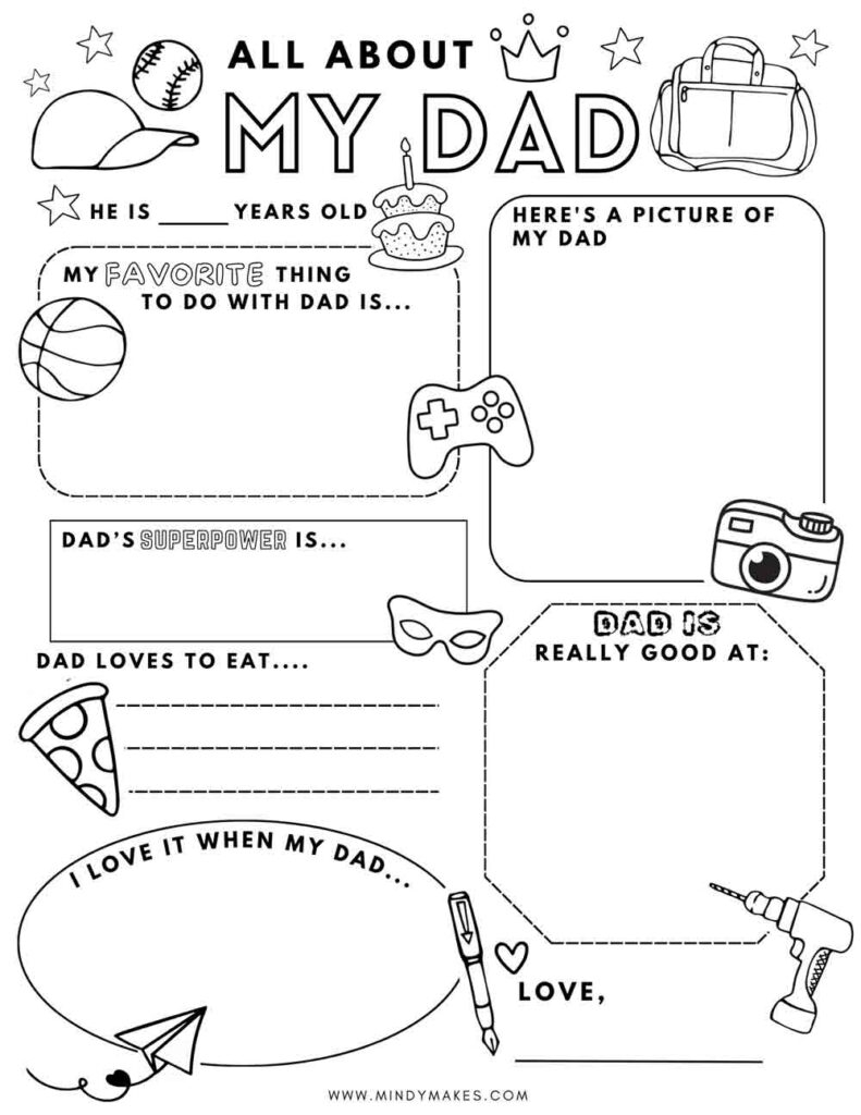 All About Dad Free Printable PDF MindyMakes