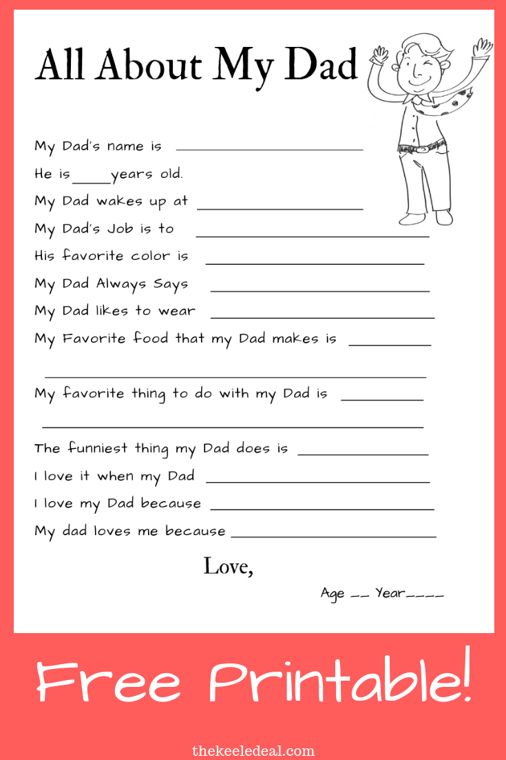 all about my daddy free printable