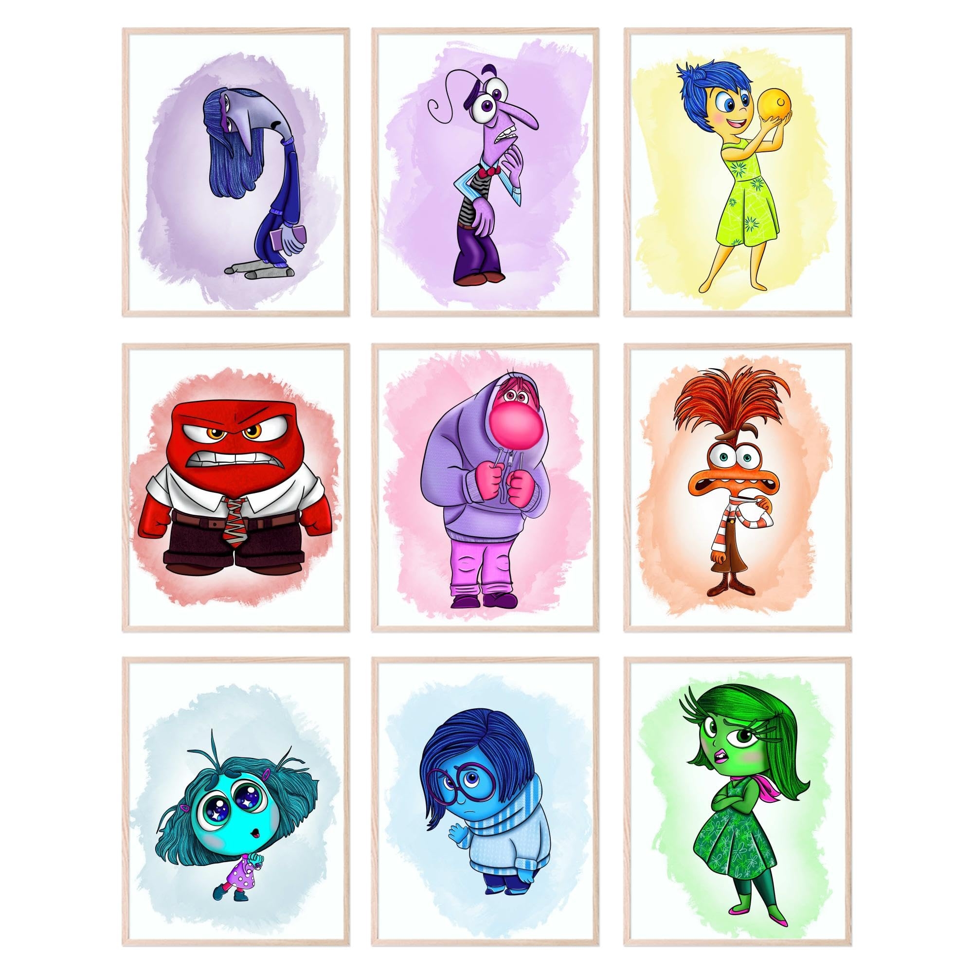 Amazon BigWig Prints Inside Out 2 Poster Inside Out Characters Joy Anger Anxiety Fear Envy Sadness Feelings And Emotions Posters For Classroom Elementary Classroom Wall Decor Unframed Set Of 9 
