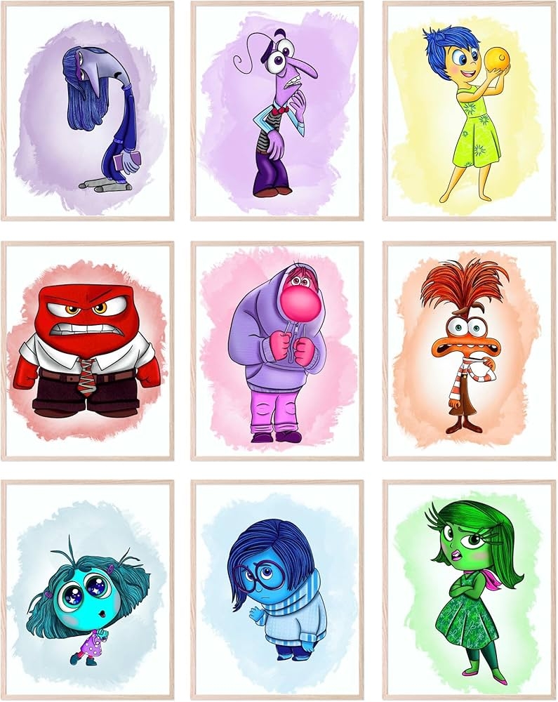 Amazon BigWig Prints Inside Out 2 Poster Inside Out Characters Joy Anger Anxiety Fear Envy Sadness Feelings And Emotions Posters For Classroom Elementary Classroom Wall Decor Unframed Set Of 9 