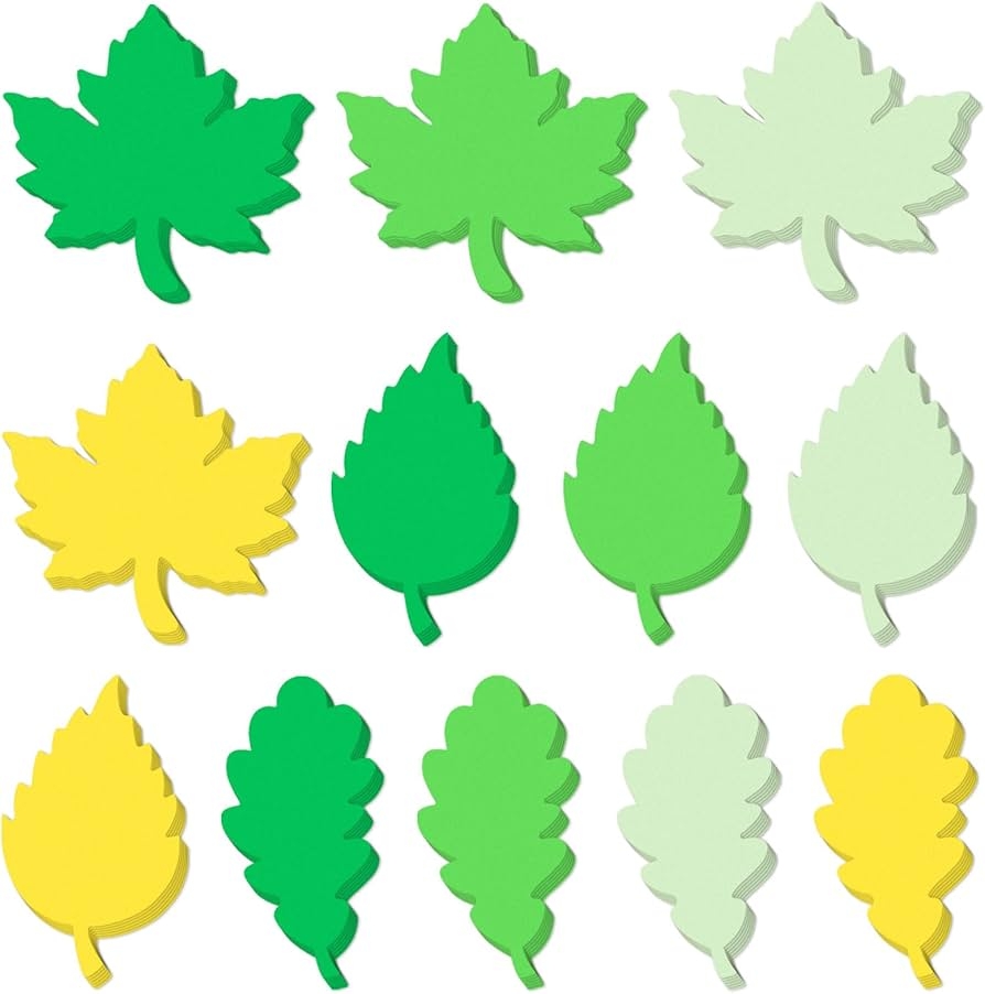Amazon MixTeach 360 Pcs Spring Leaf Paper Cutouts Assorted Green Color Leaf Cut Outs 4 Inch Paper Maple Oak And Birch Leaves Shape Die Cut For Classroom Bulletin Board DIY Craft Project