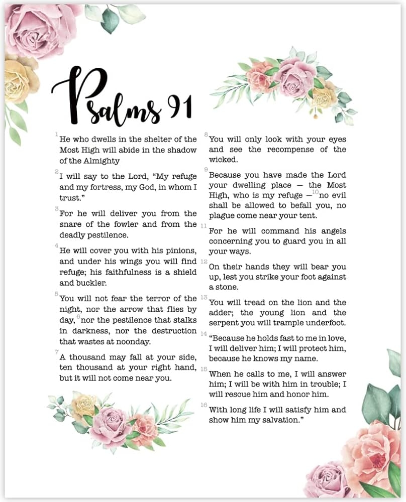 Amazon Psalms 91 Wall Art Prints Unframed 8x10 In Bible Verse Decor With God Quotes For Home Office Prayer Room Decor Pictures With Christian Sayings And Positive Massage Posters Prints