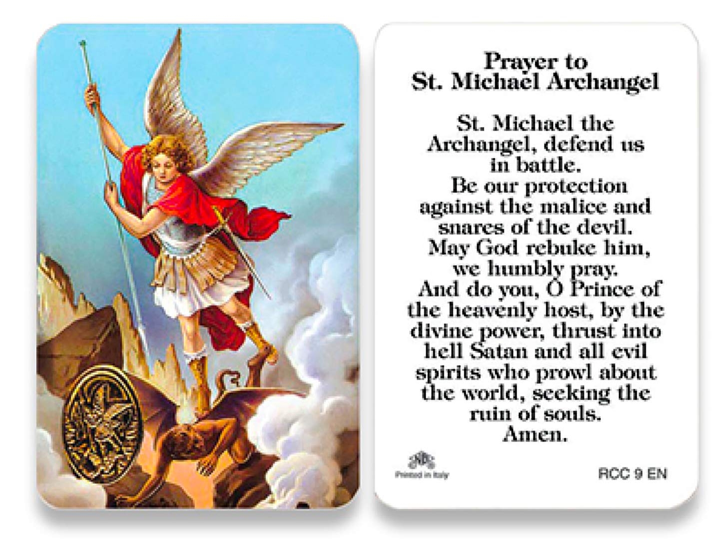 Amazon San Francis Imports Prayer To Saint Michael Archangel Laminated Holy Card Home Kitchen