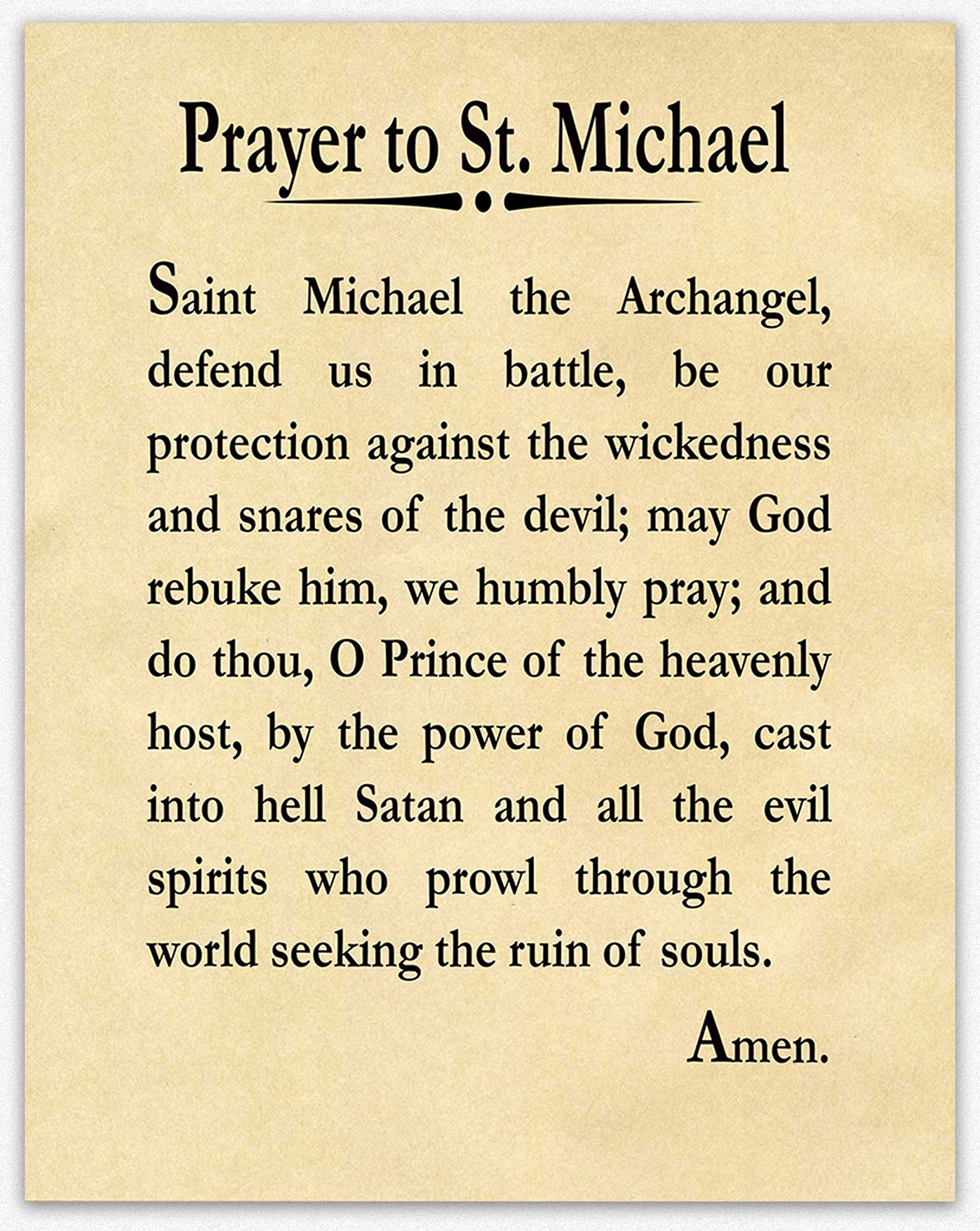 Amazon Wallbuddy Prayer To St Michael The Archangel Christian Prayer Print 13 X 19 Parchment Posters Prints