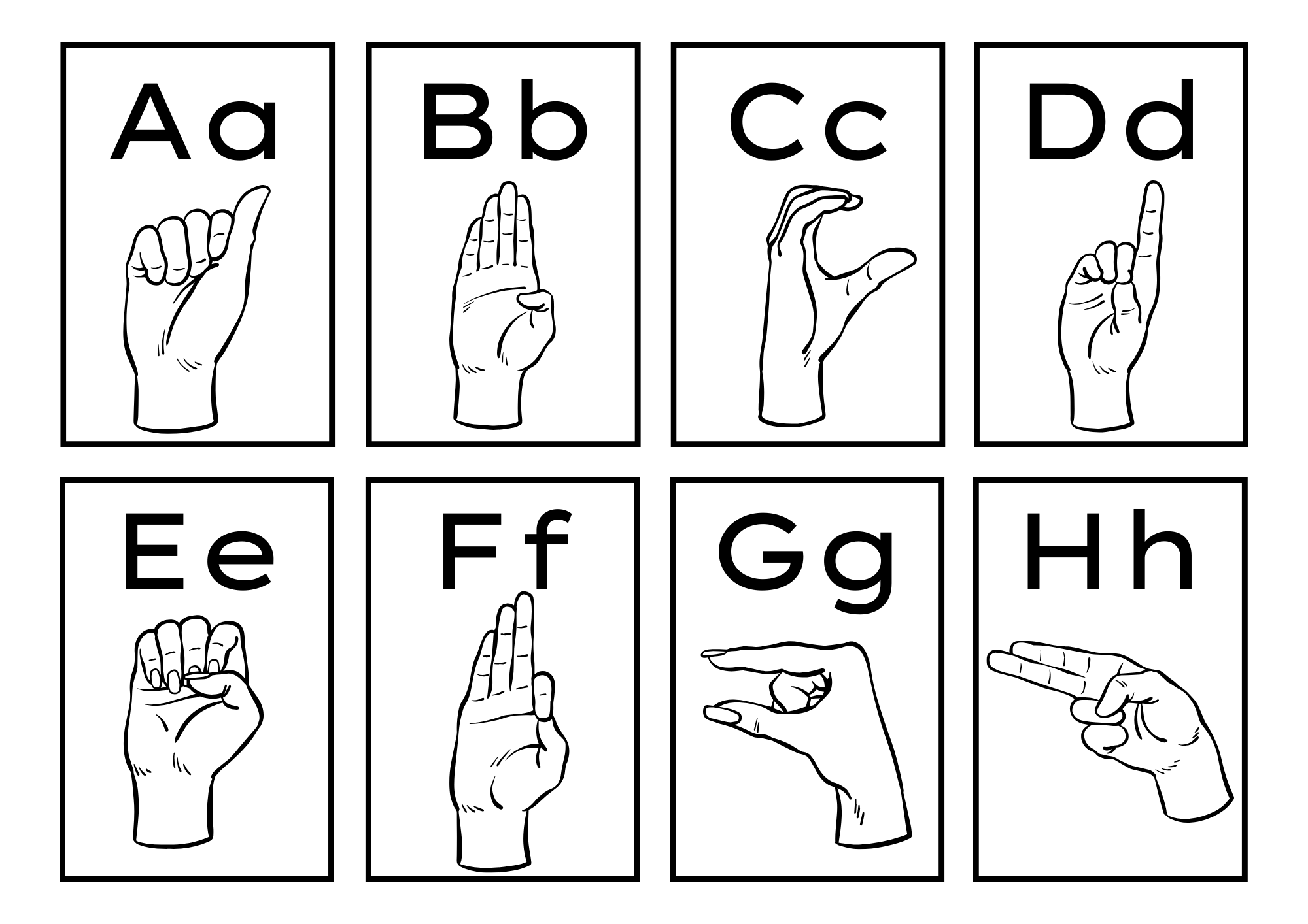 ASL Alphabet Cards Black White Made By Teachers ASL Alphabet Cards Black White Made By Teachers