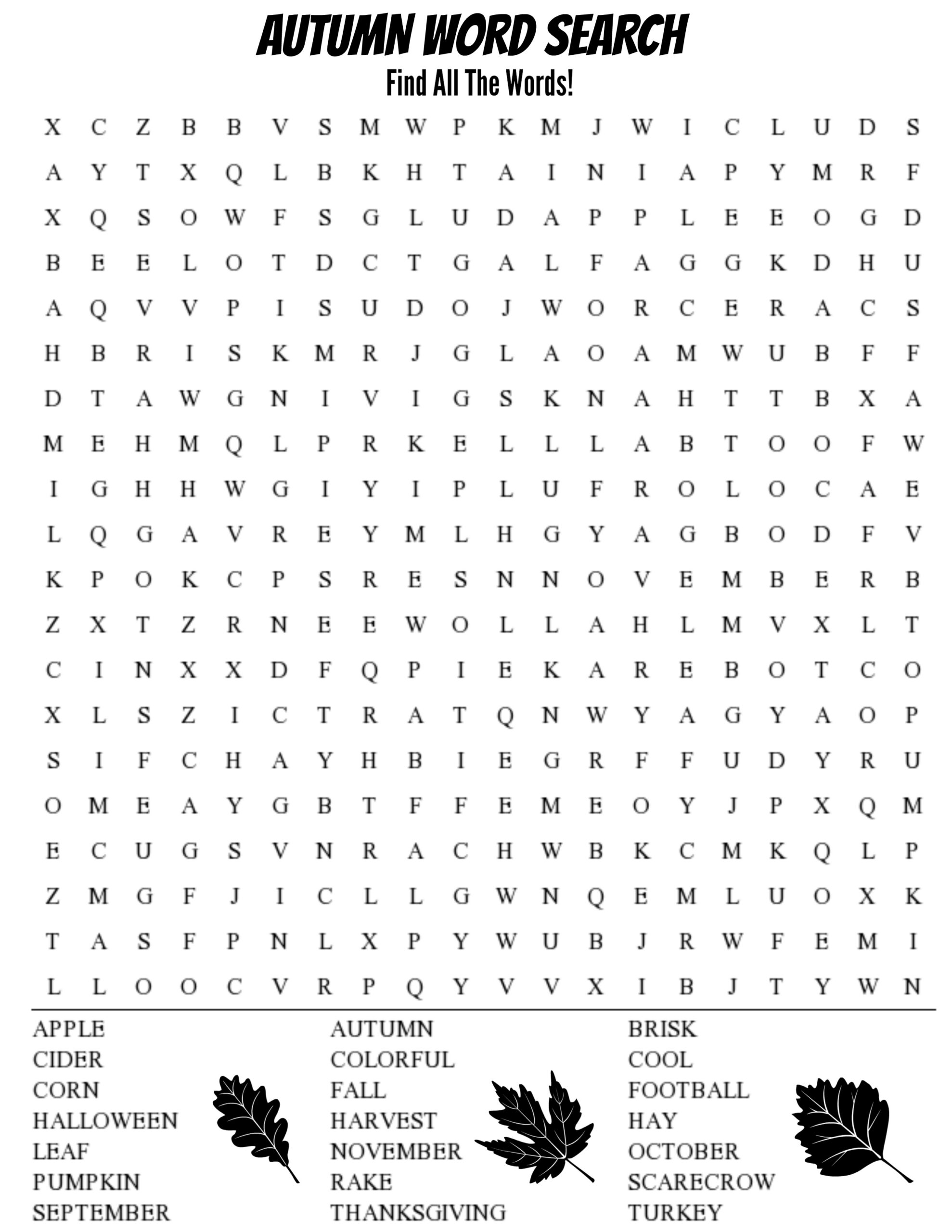 fall word search printable fall word search printable