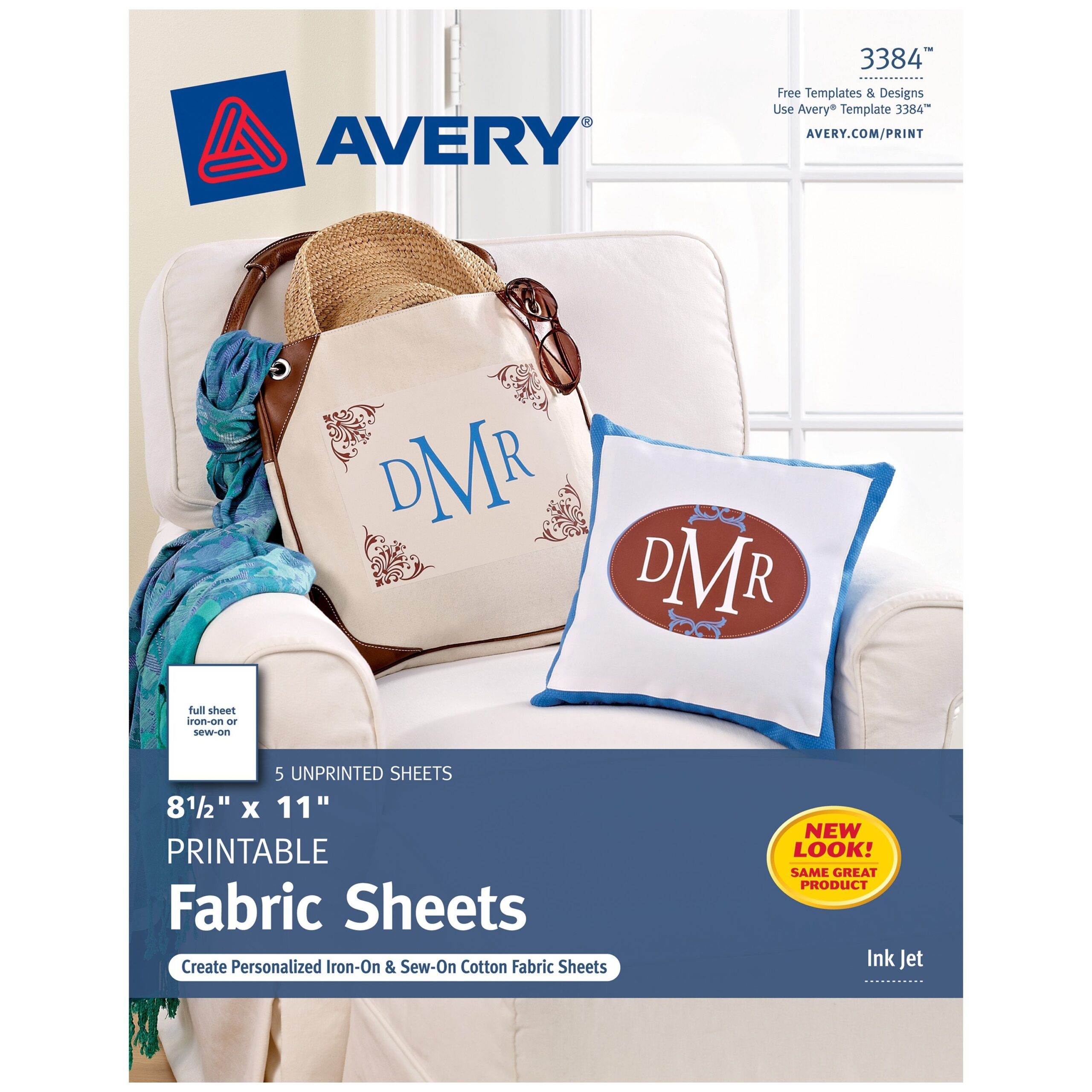 Avery Printable Fabric 8 1 2 X 11 Inkjet Printers 5 Sheets 3384 