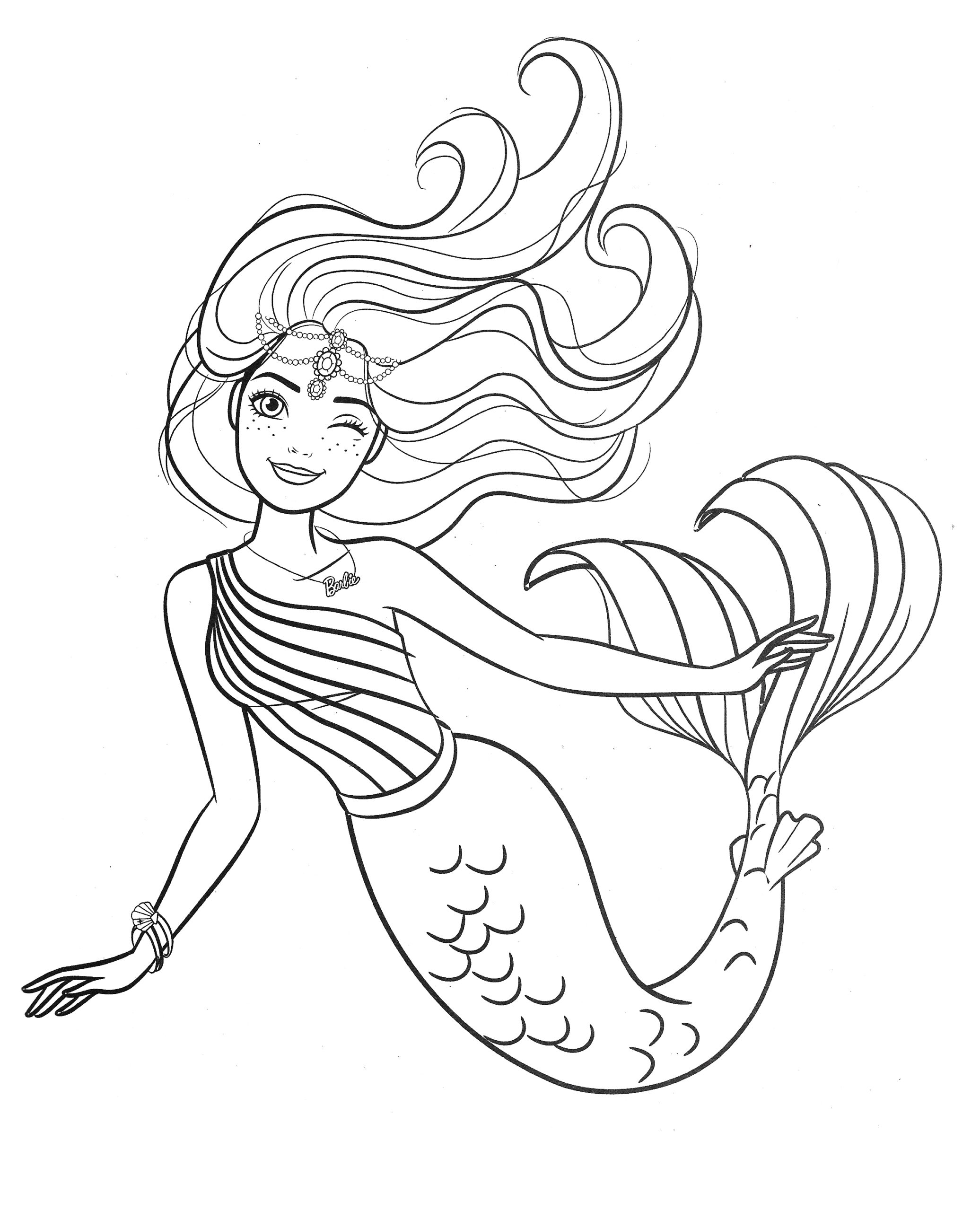 Beautiful Mermaid Barbie Coloring Pages YouLoveIt