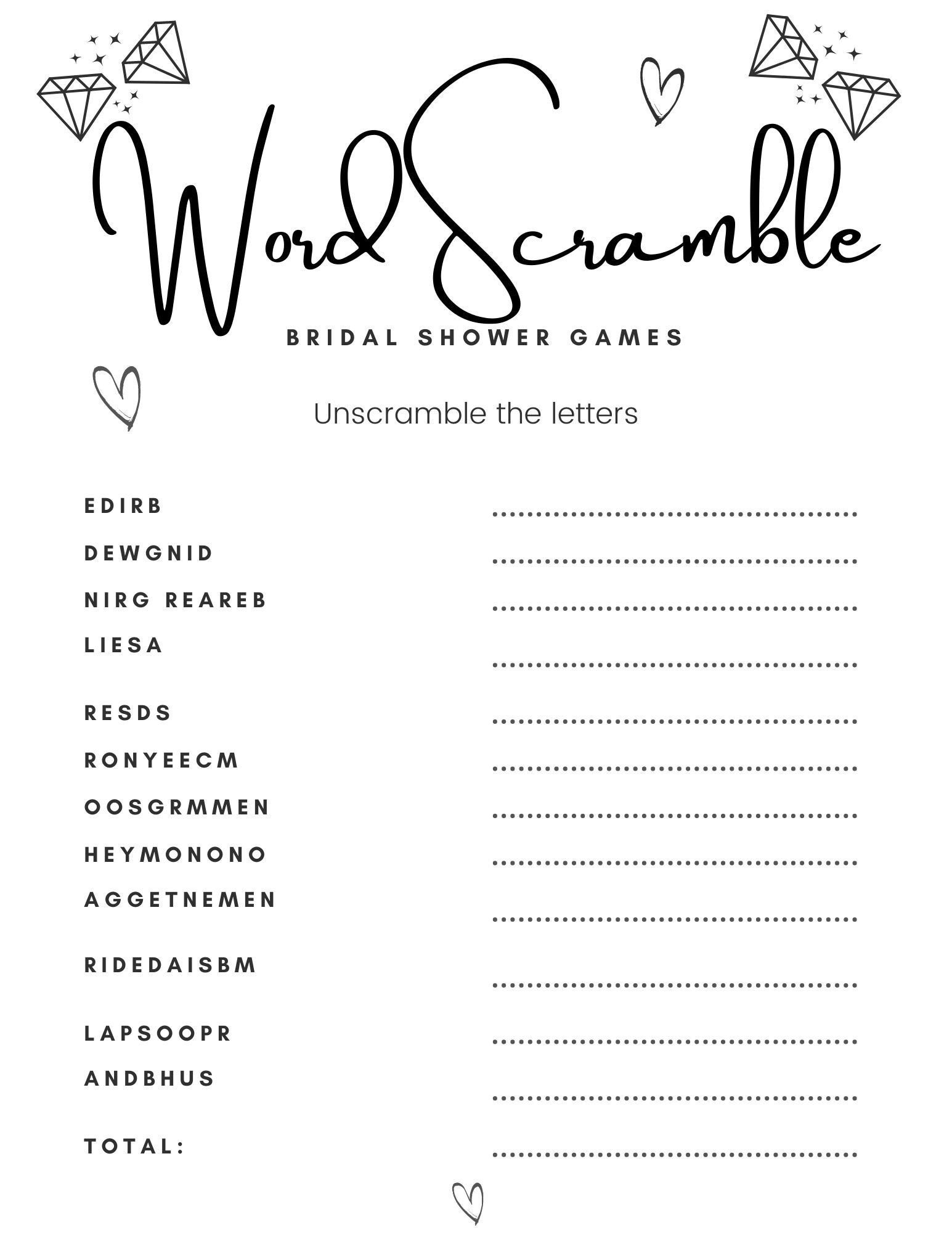 Bridal Shower Games Printable Wedding Word Scramble Printable Printable Minimalist Bridal Shower Puzzle Instant Download Etsy Denmark