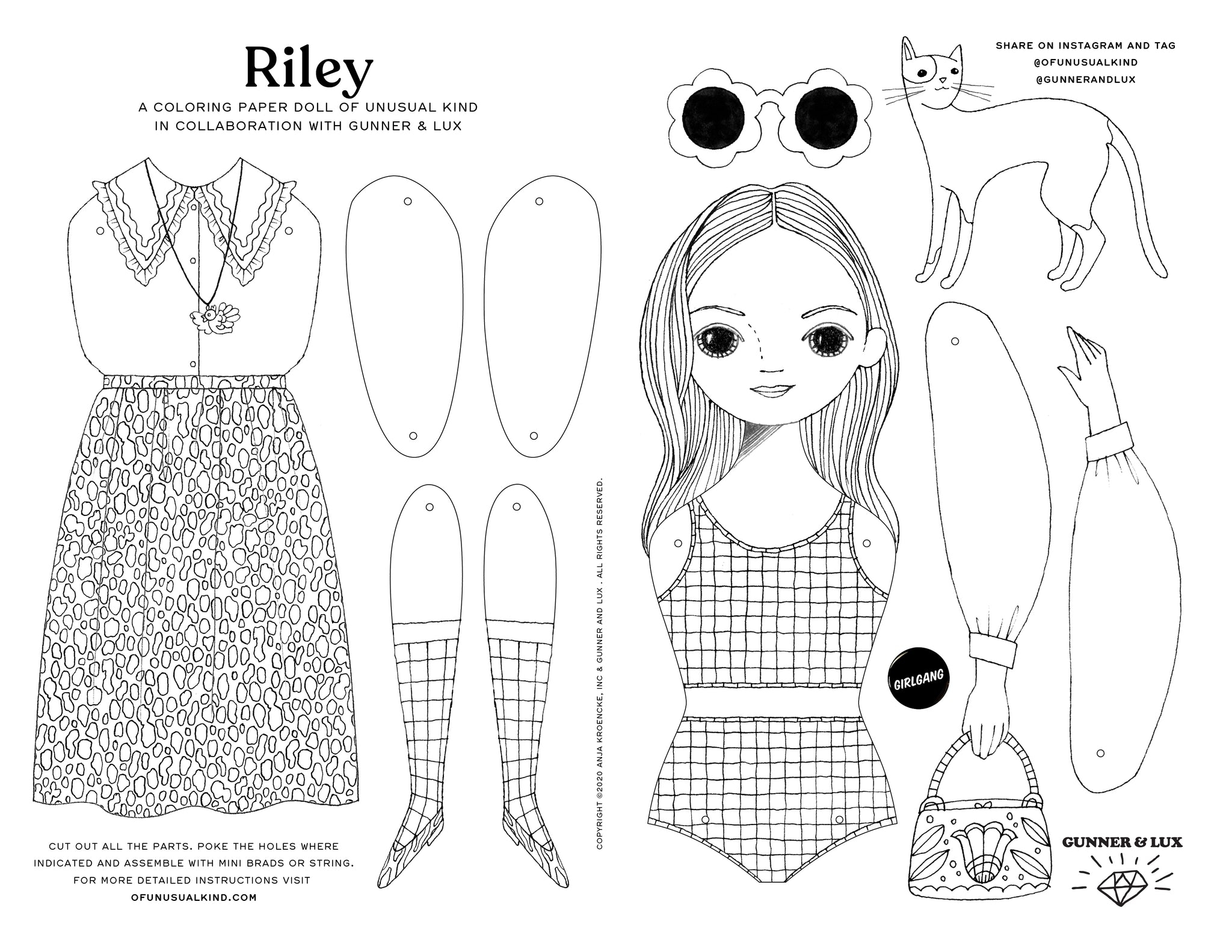 Cheap Paper Doll Print Out Clearance FREE PRINTABLE RILEY PAPER DOLL COLORING SHEET Gunner And Lux