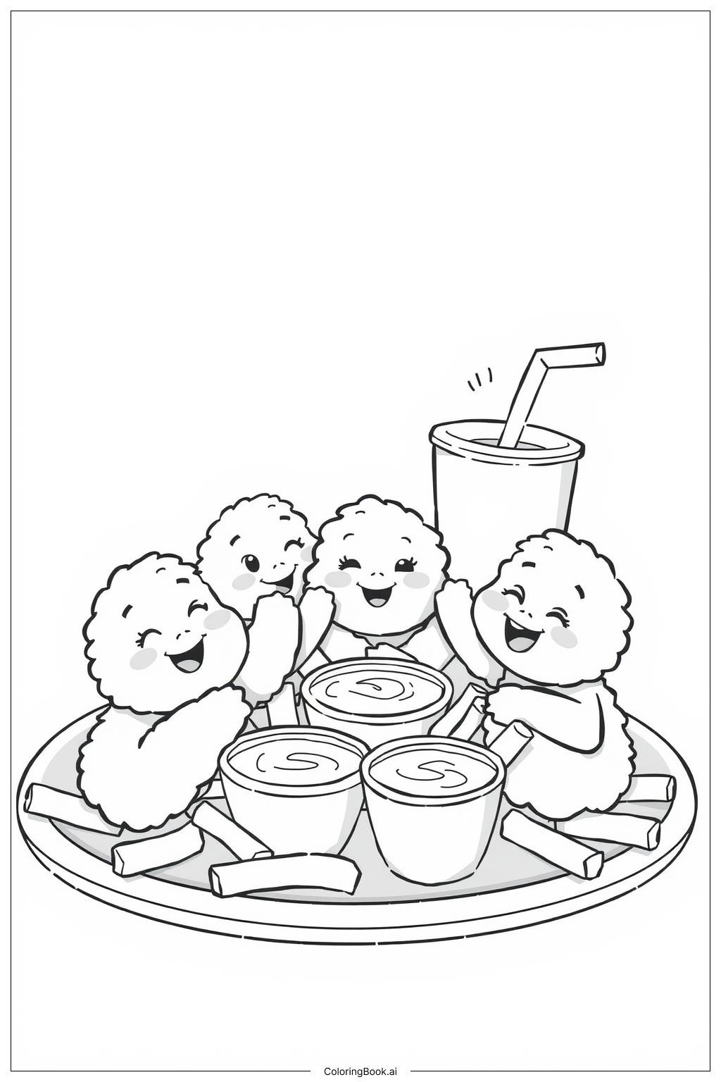 Chicken Nuggets4 Coloring Page Free PDF PNG Printable Chicken Nuggets4 Coloring Page Free PDF PNG Printable