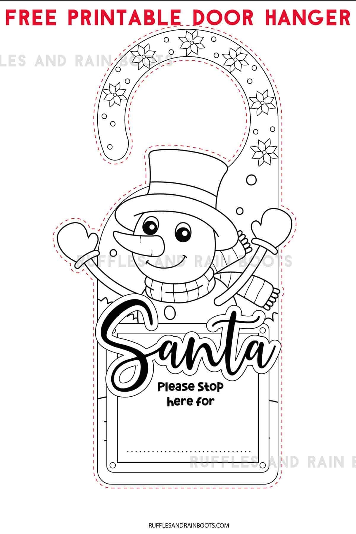 Christmas Door Hanger Printable Coloring Page Ruffles And Rain Boots
