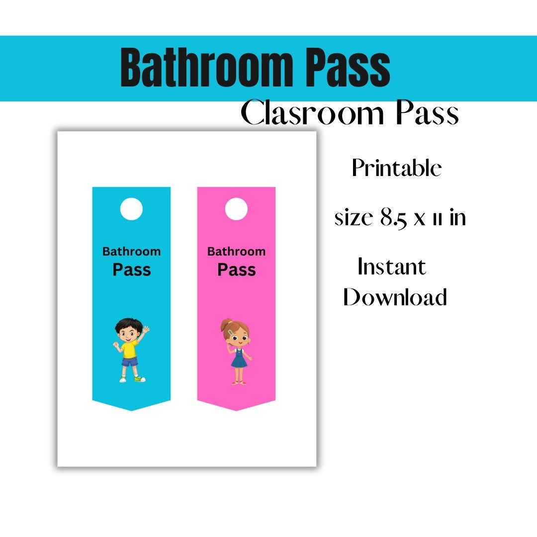 Classroom Bathroom Pass To Control Students Printable Worksheet Downloadable Teacher Material Print Etsy