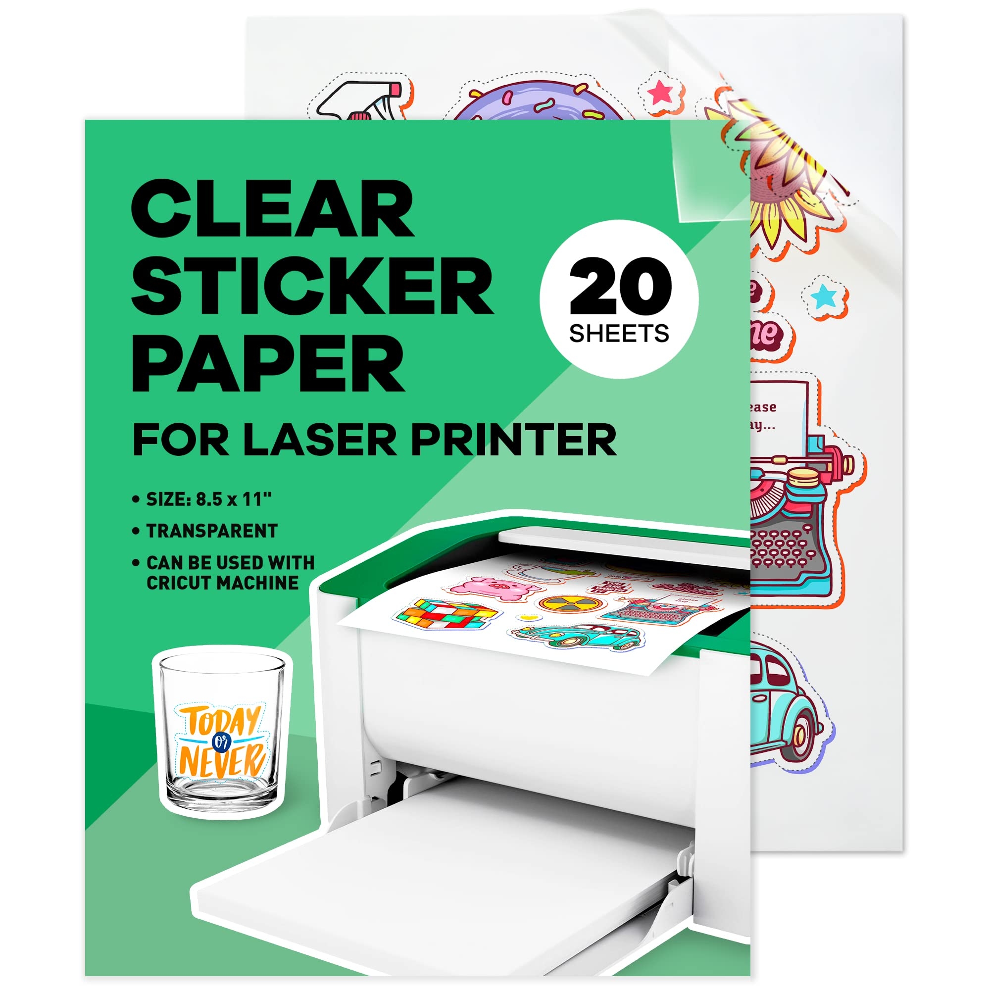 Clear Sticker Paper For Laser Printer 20 Sheets Vinyl Sticker Paper For L EBay