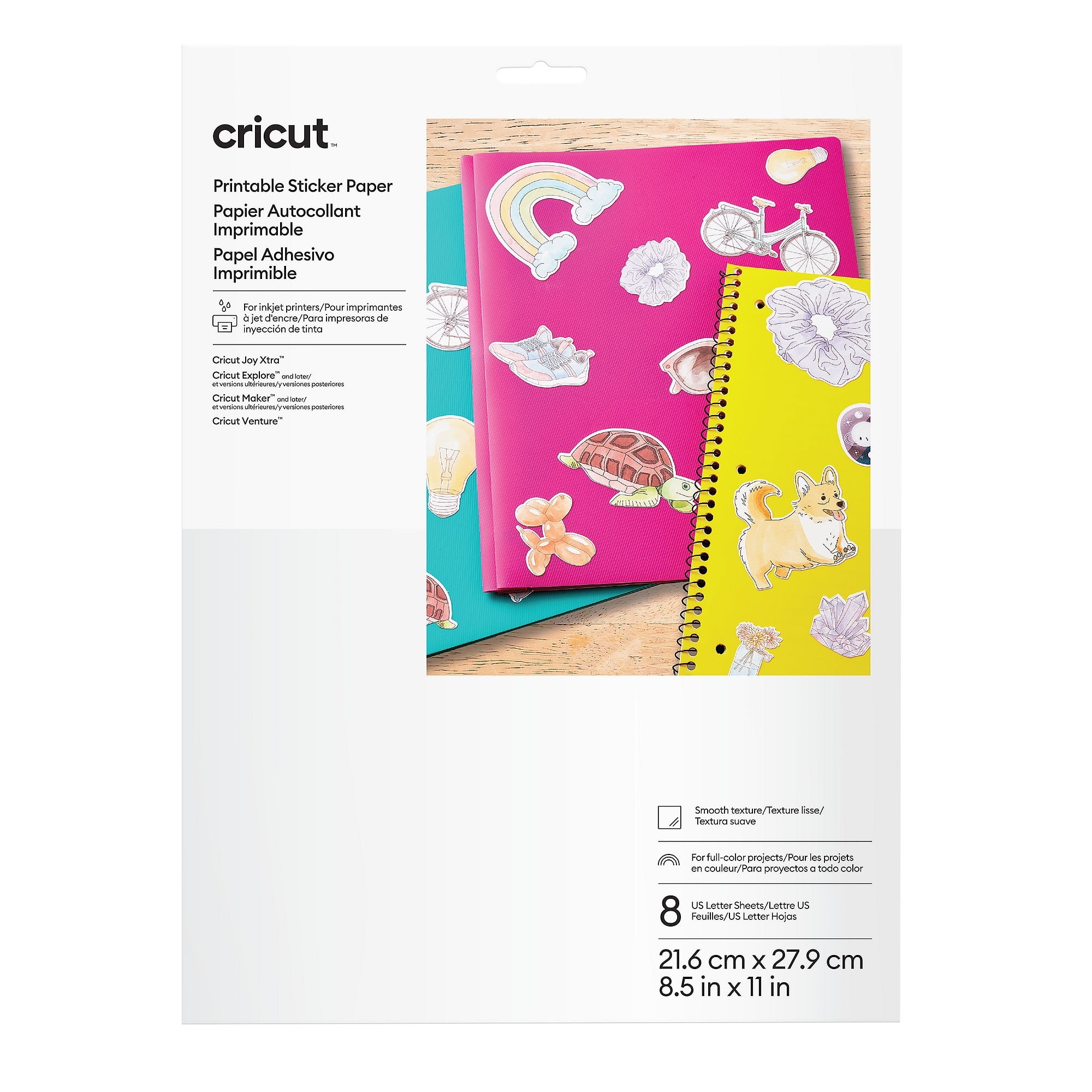 Cricut Printable Sticker Paper 8 Ct White 8 5 X11 Sheets Walmart