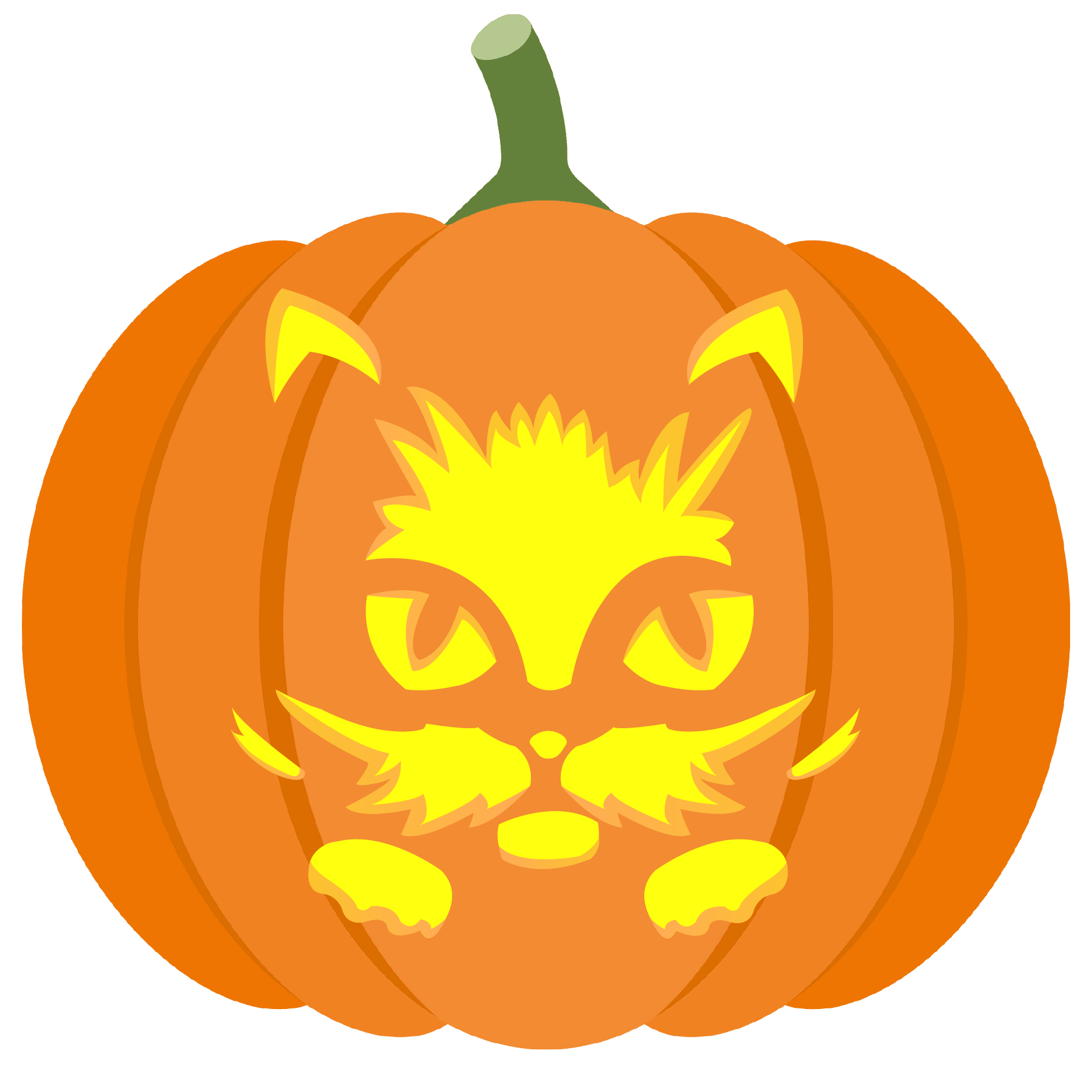 Cute Cat Face Pumpkin Stencil Free Printable Paper raft Templates