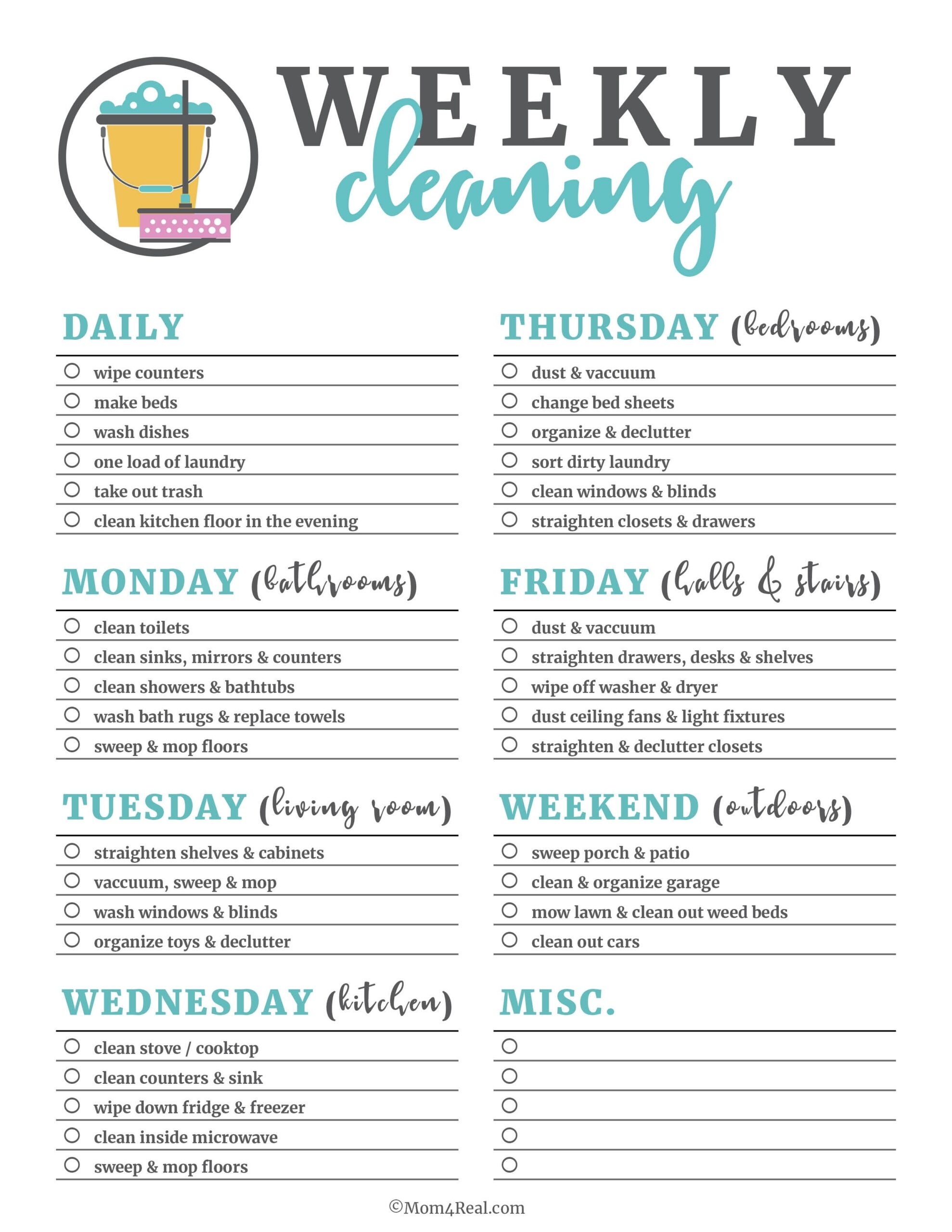 Daily Weekly Monthly Cleaning Checklist Printable Free Printable Party Favors Daily Weekly Monthly Cleaning Checklist Printable Free Printable Party Favors