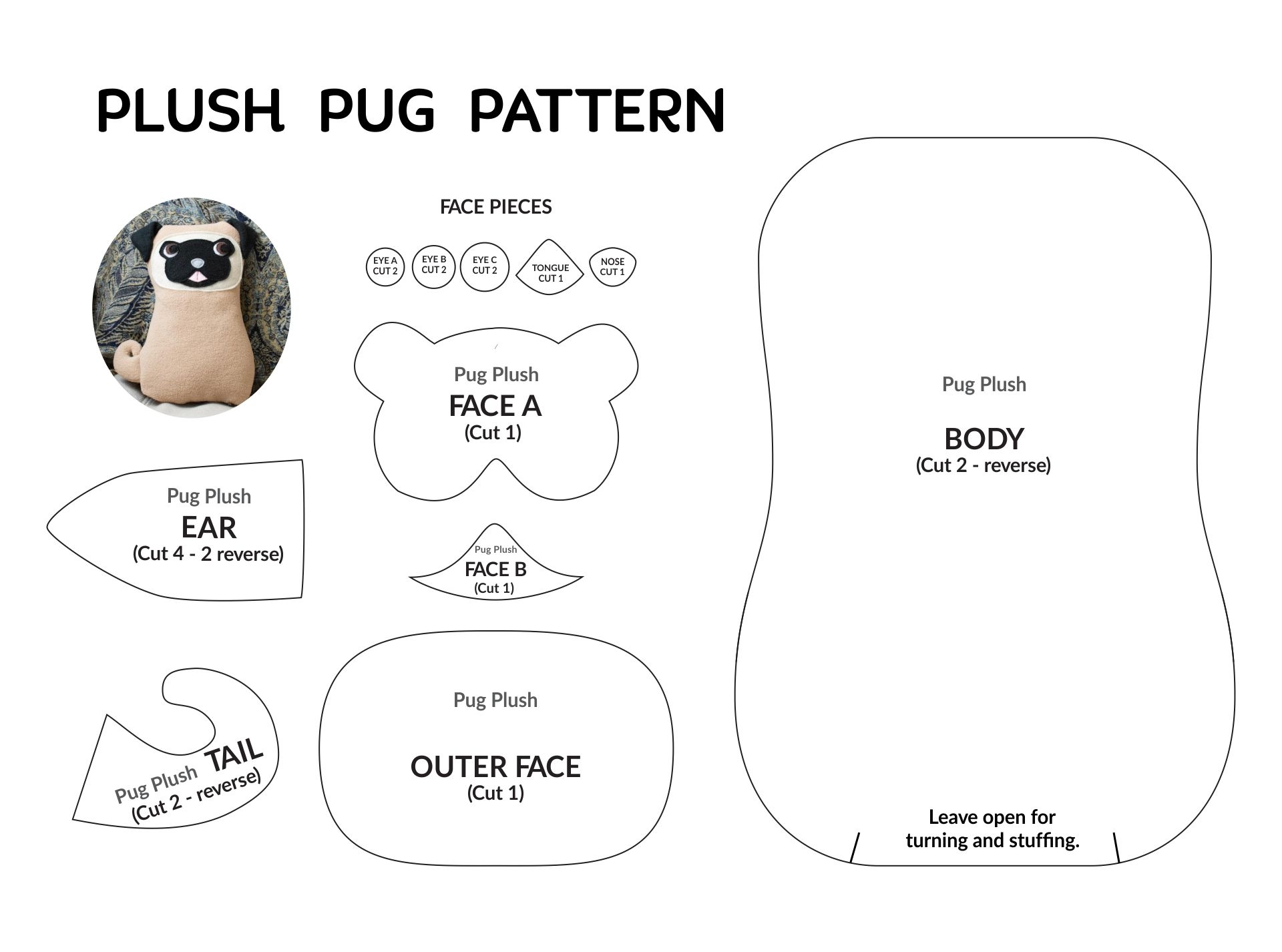 Dog Printable Easy Stuffed Animal Patterns Stuffed Animal Sewing Patterns Printable Beginner Sewing Patterns