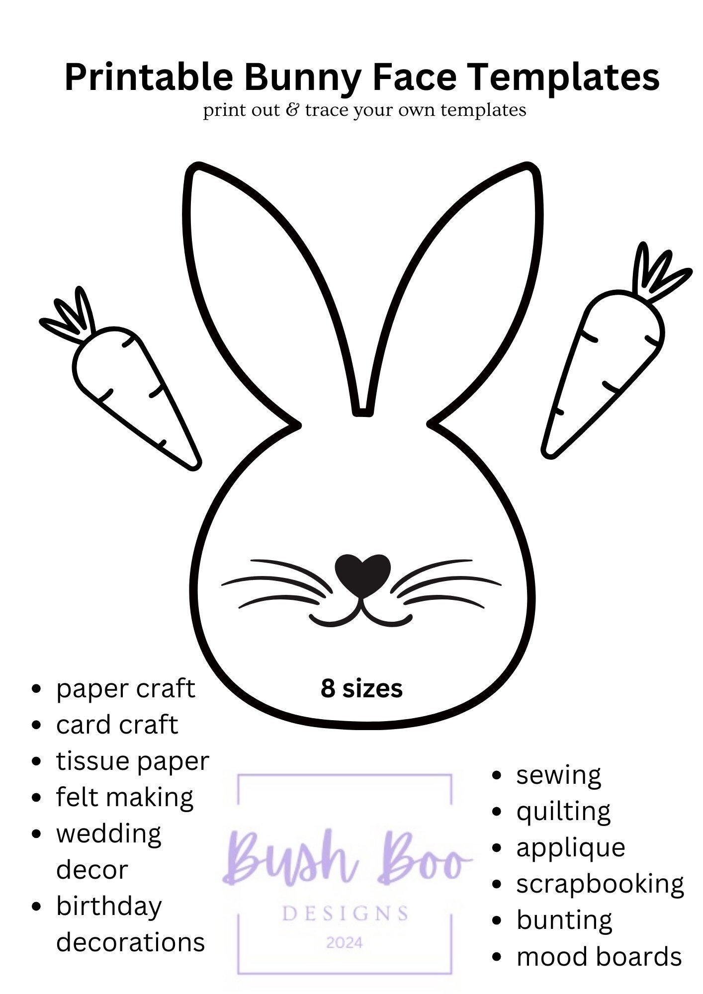 Easter Bunny Face Templates Papercraft Project PDF Download Etsy