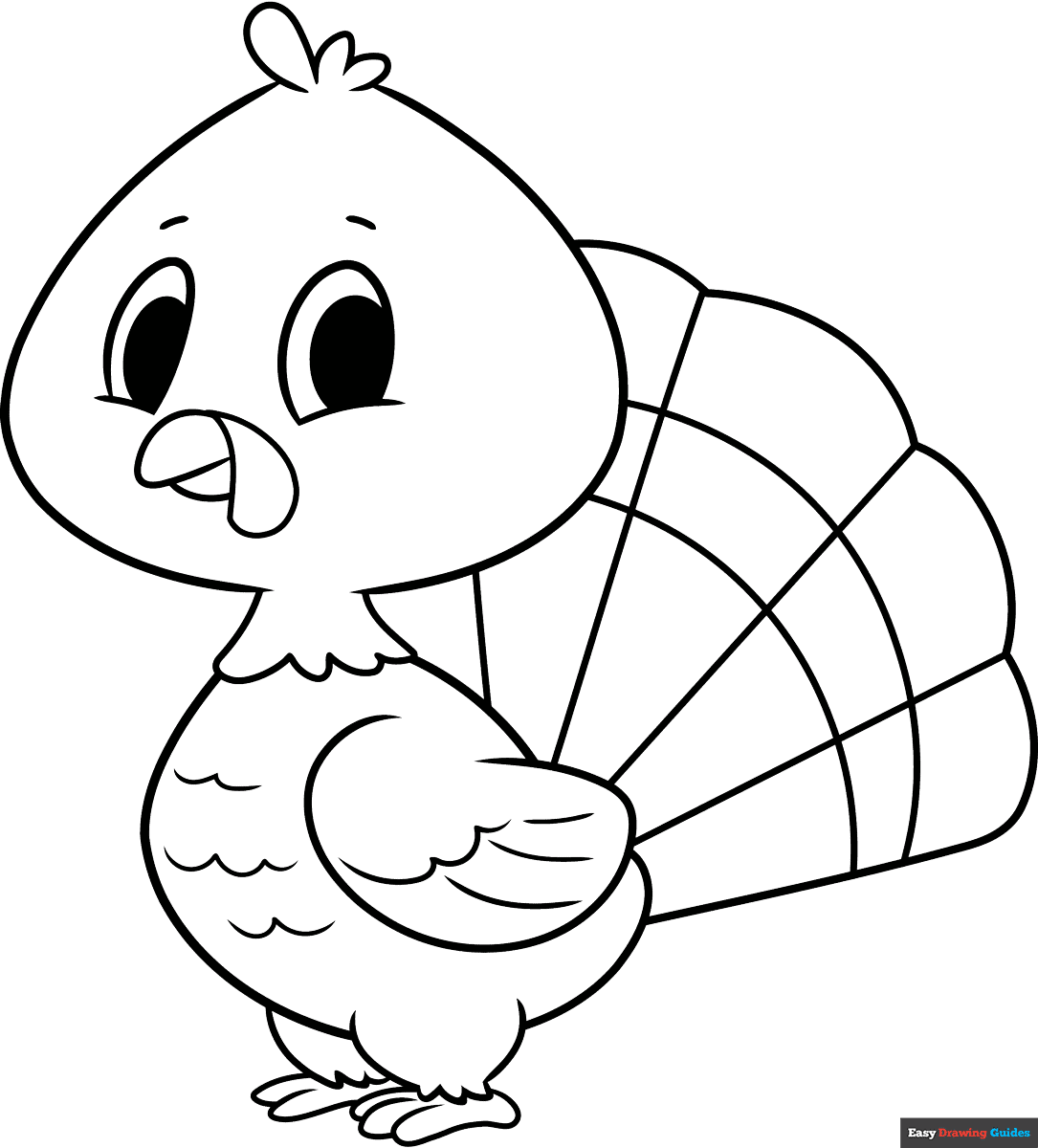 Easy Cartoon Turkey Coloring Page Easy Drawing Guides