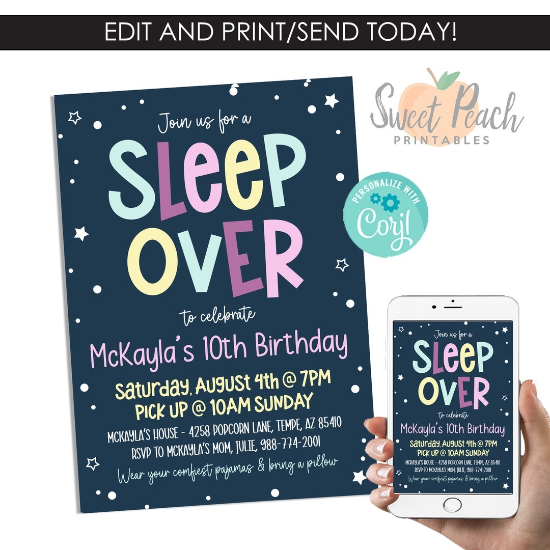dress up printable sleep over