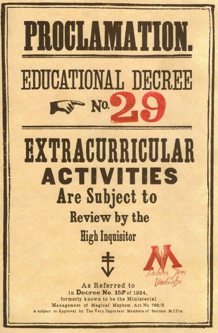 educational proclamations harry potter printable free