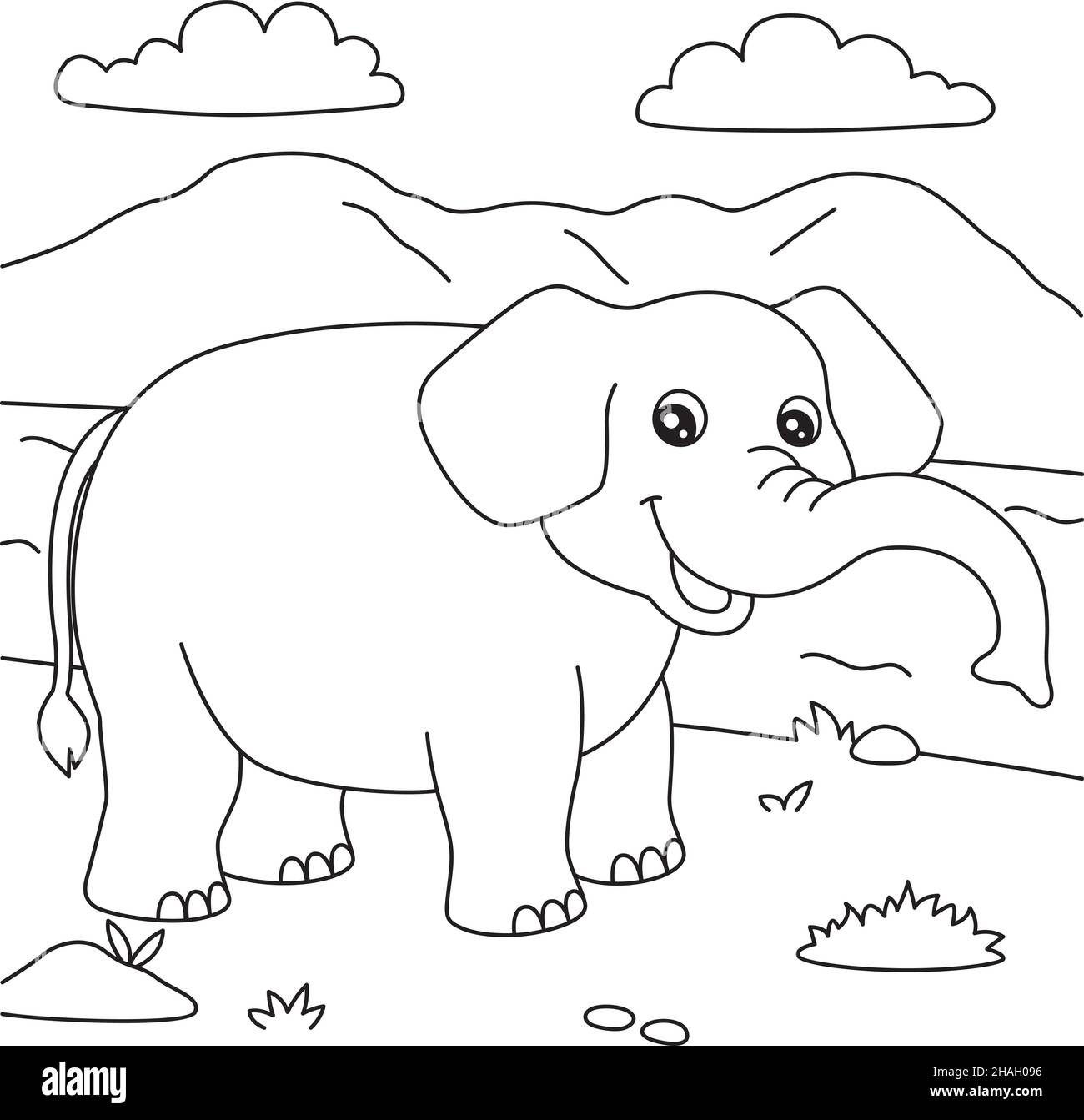 Elephant Coloring Page For Kids Stock Vector Image Art Alamy Elephant Coloring Page For Kids Stock Vector Image Art Alamy