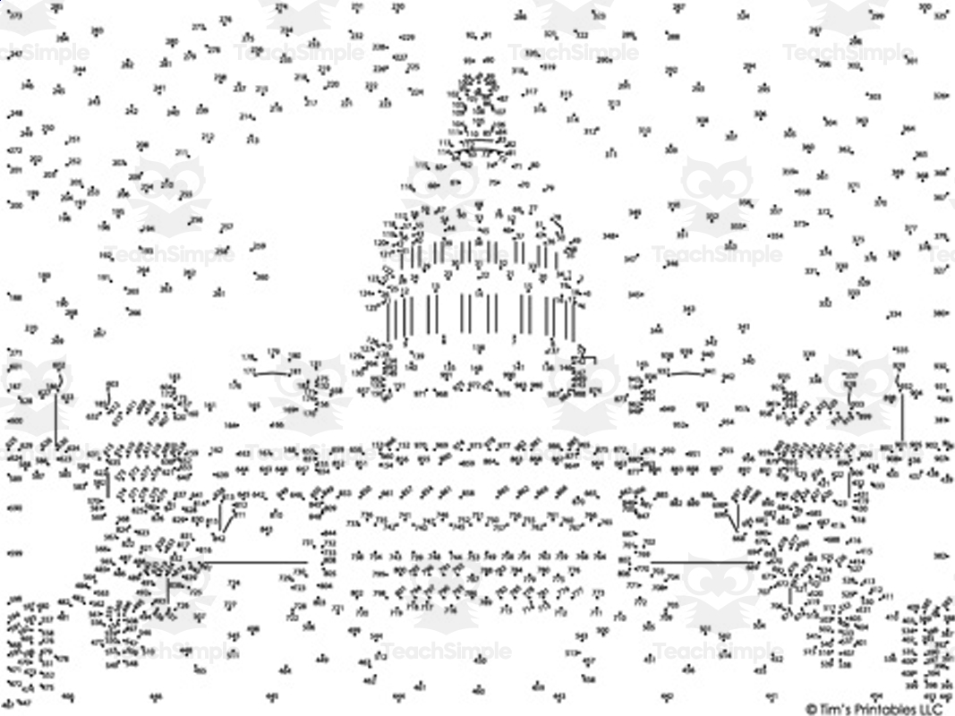 Extreme Difficulty Dot to Dot PDF United States Capitol Building By Teach Simple