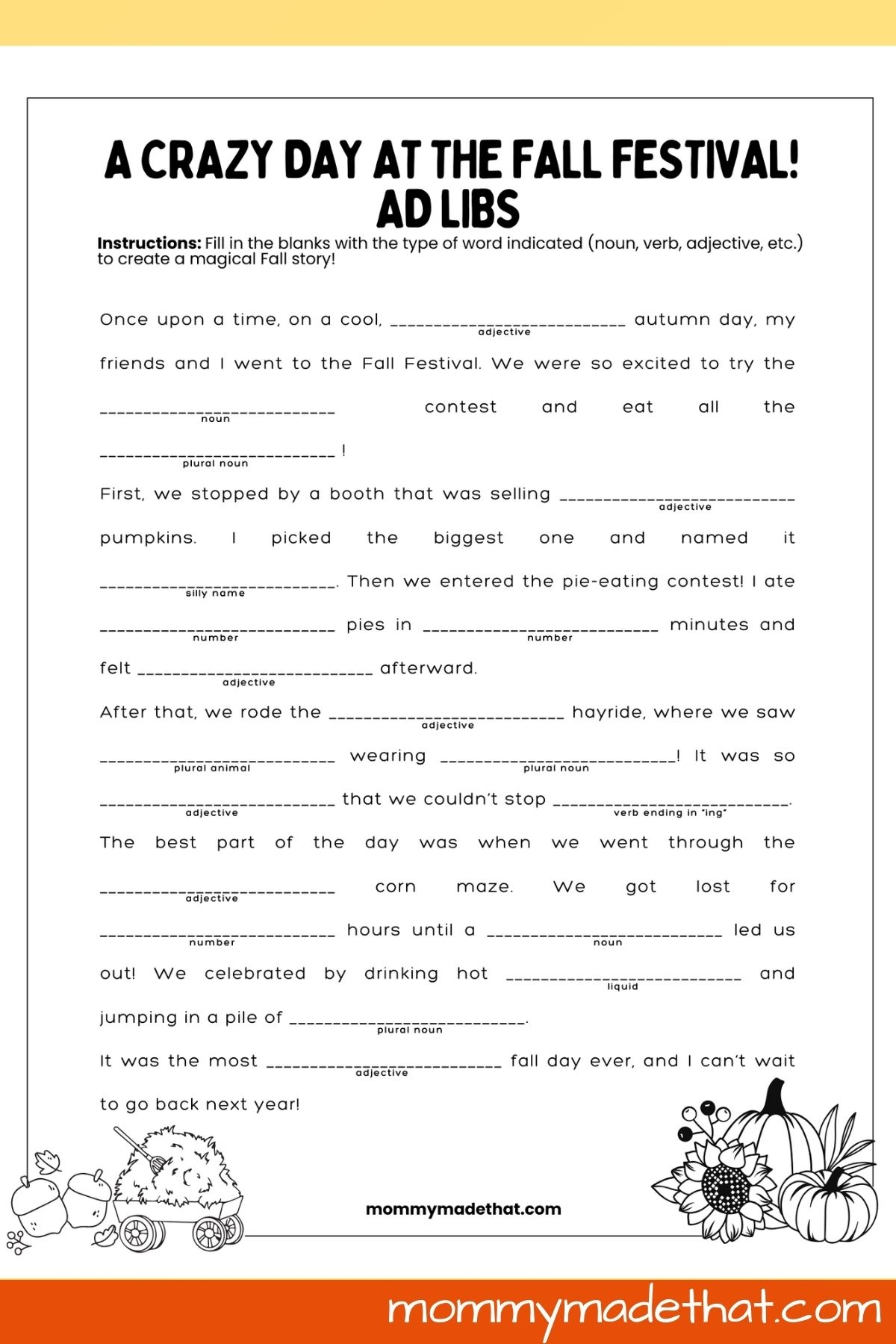 Fall Ad Libs Free Printable 