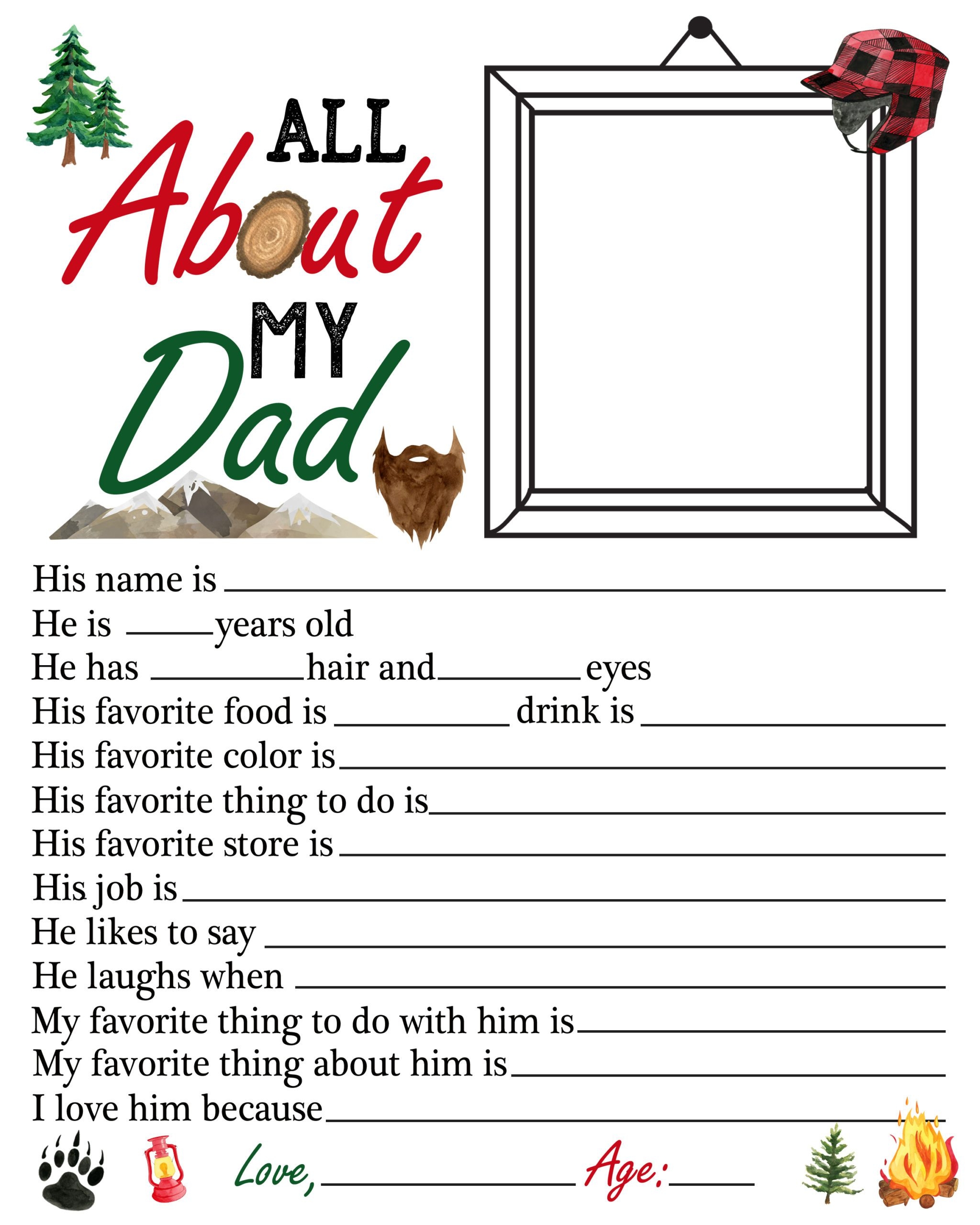 all about dad free printable