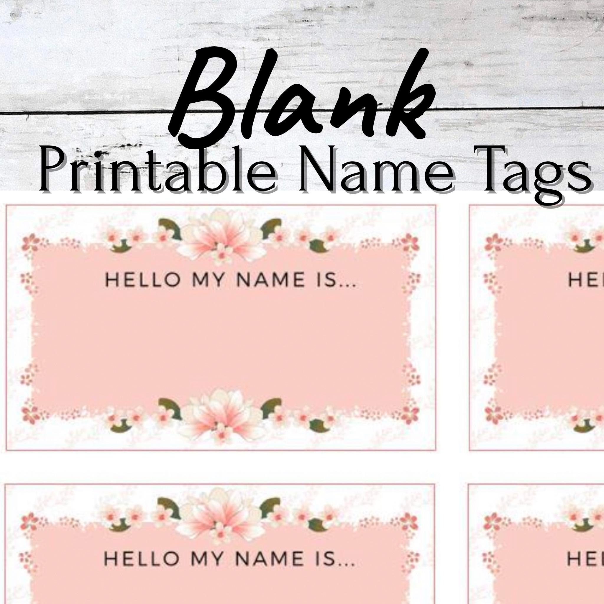 Floral Printable Name Tag Blank DIY Template PDF Download Etsy