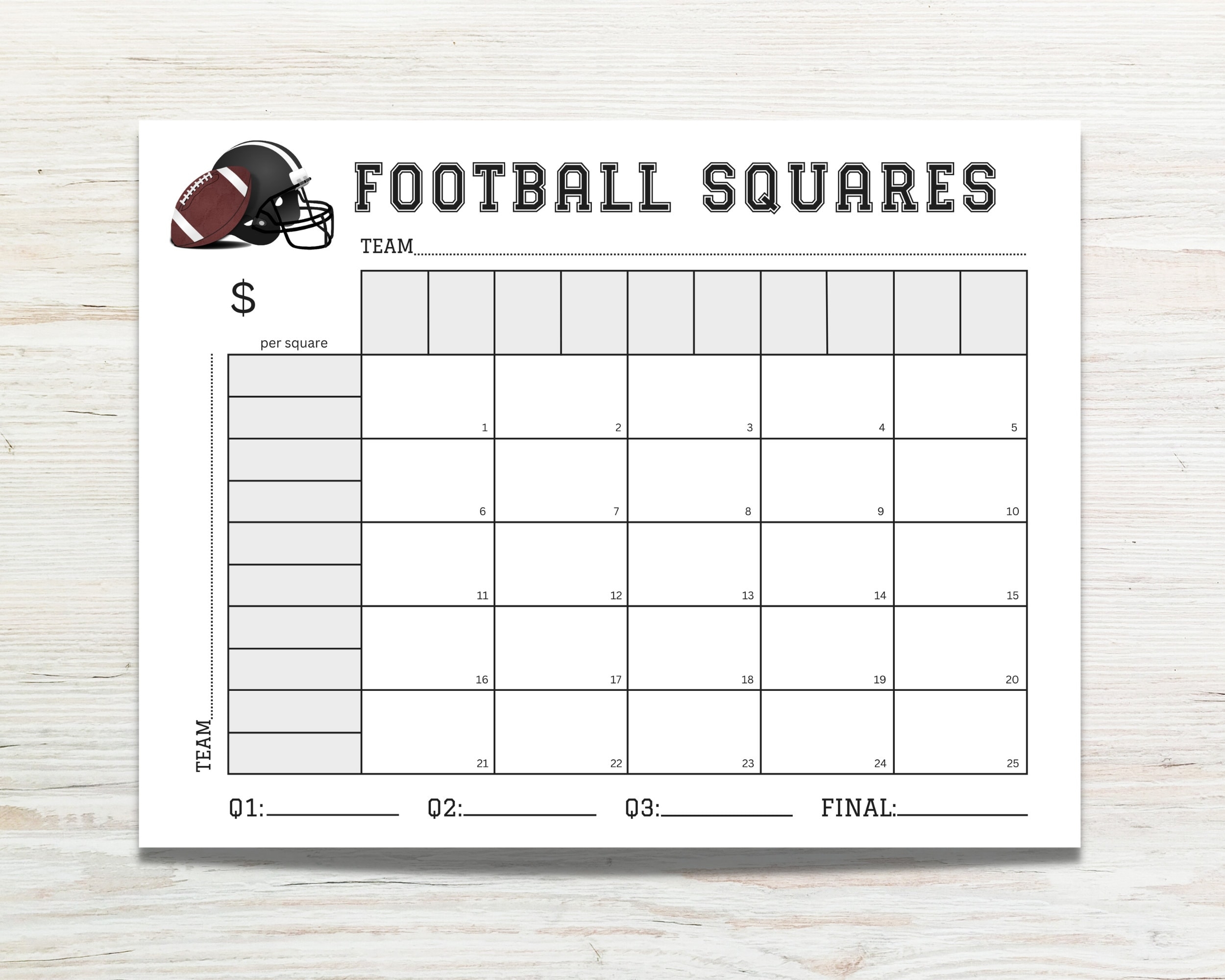 printable football squares