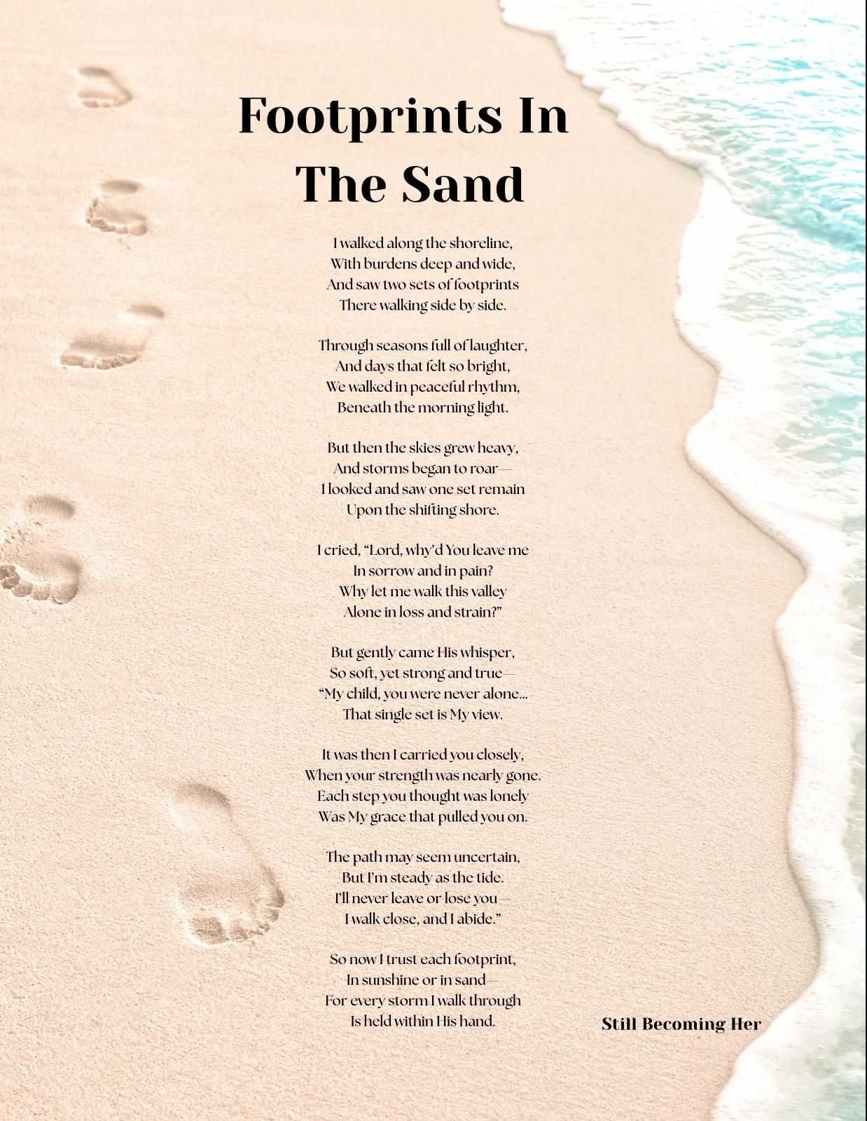 Footprints In The Sand Poem Printable Shop On Pinterest