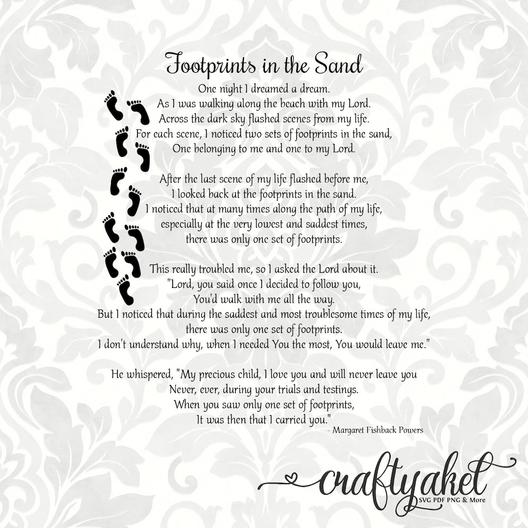 Footprints In The Sand Poem SVG PDF PNG Digital File Vector Graphic Etsy