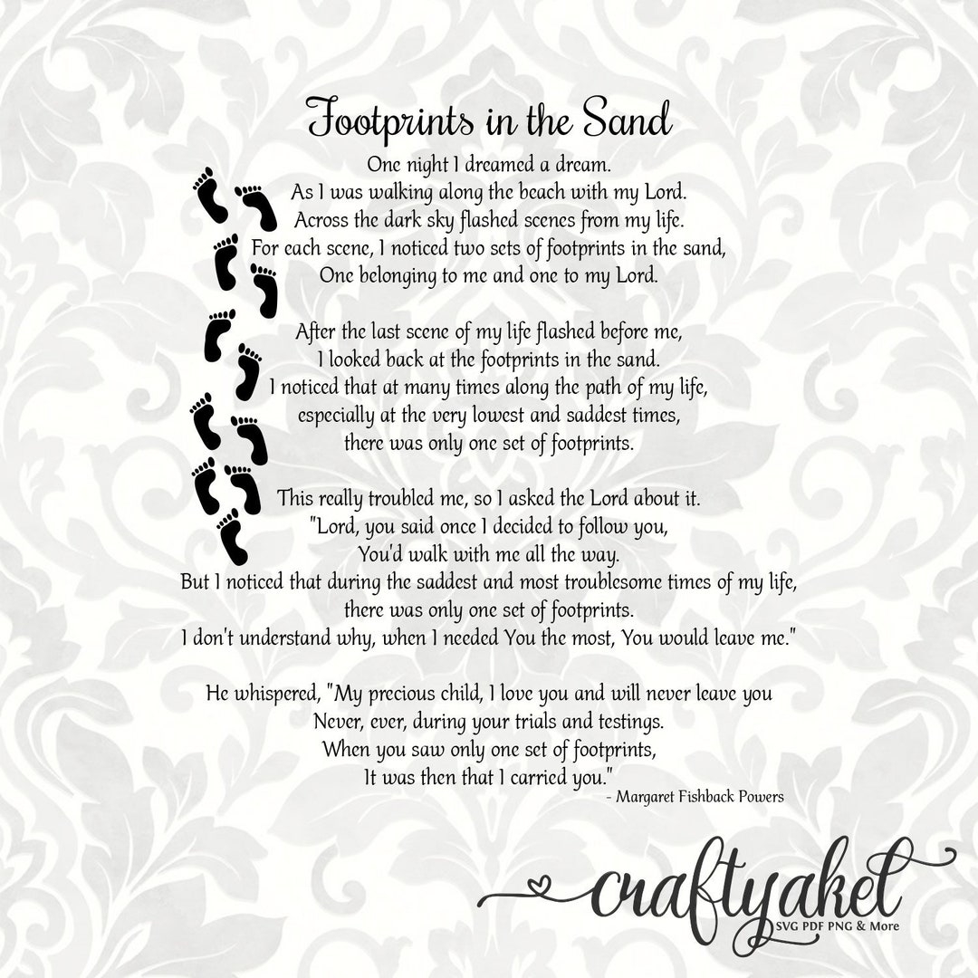 Footprints In The Sand Poem SVG PDF PNG Digital File Vector Graphic Etsy Footprints In The Sand Poem SVG PDF PNG Digital File Vector Graphic Etsy