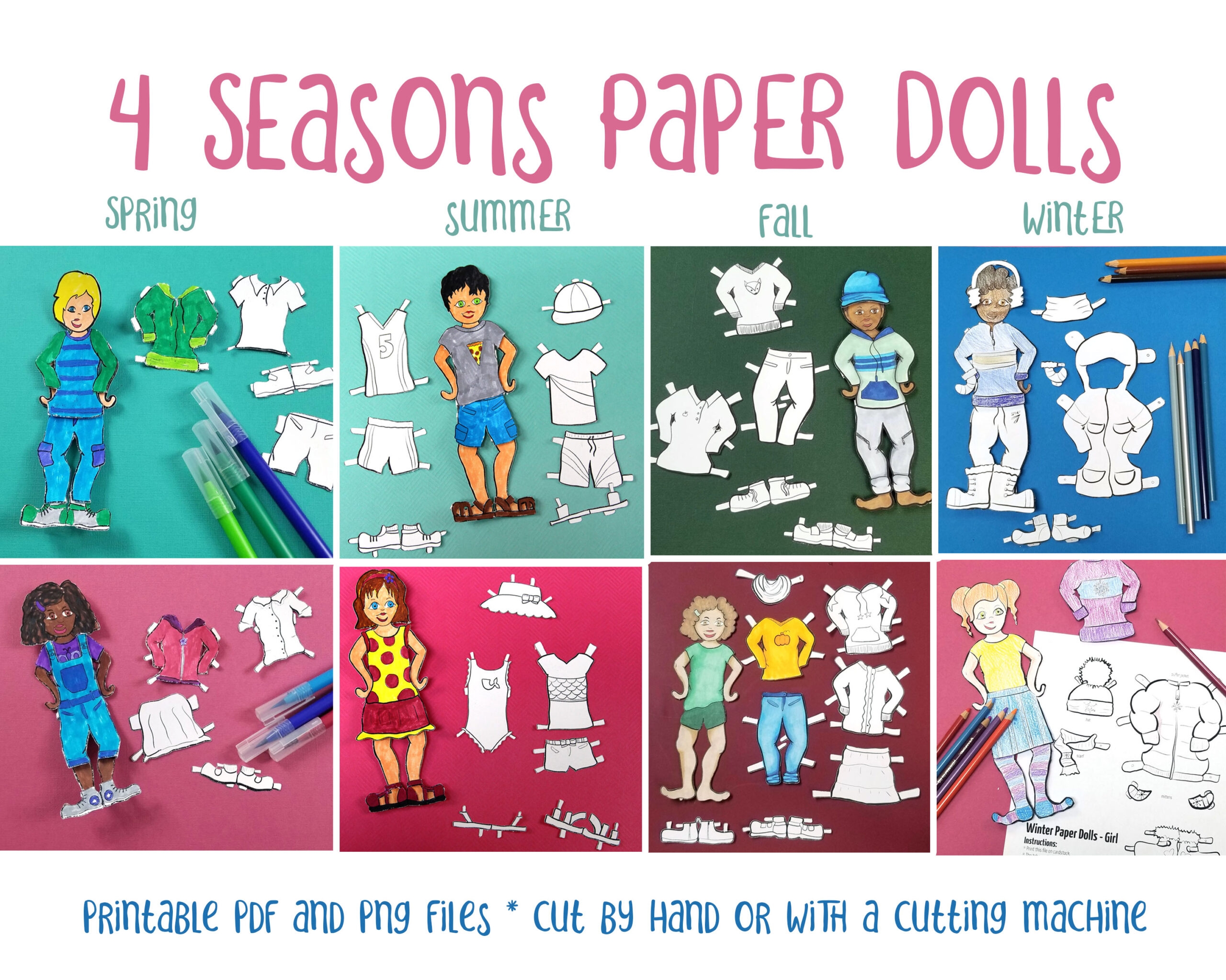 Four Seasons Dress Up Doll Printables Bundle Shop Moms Crafters